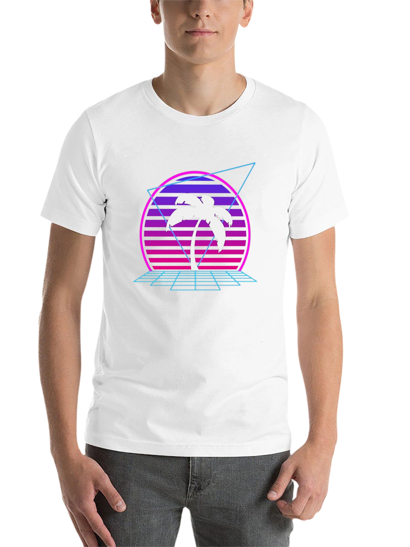 Black Retro Palm Tree T-Shirt - Synthwave Design view 14