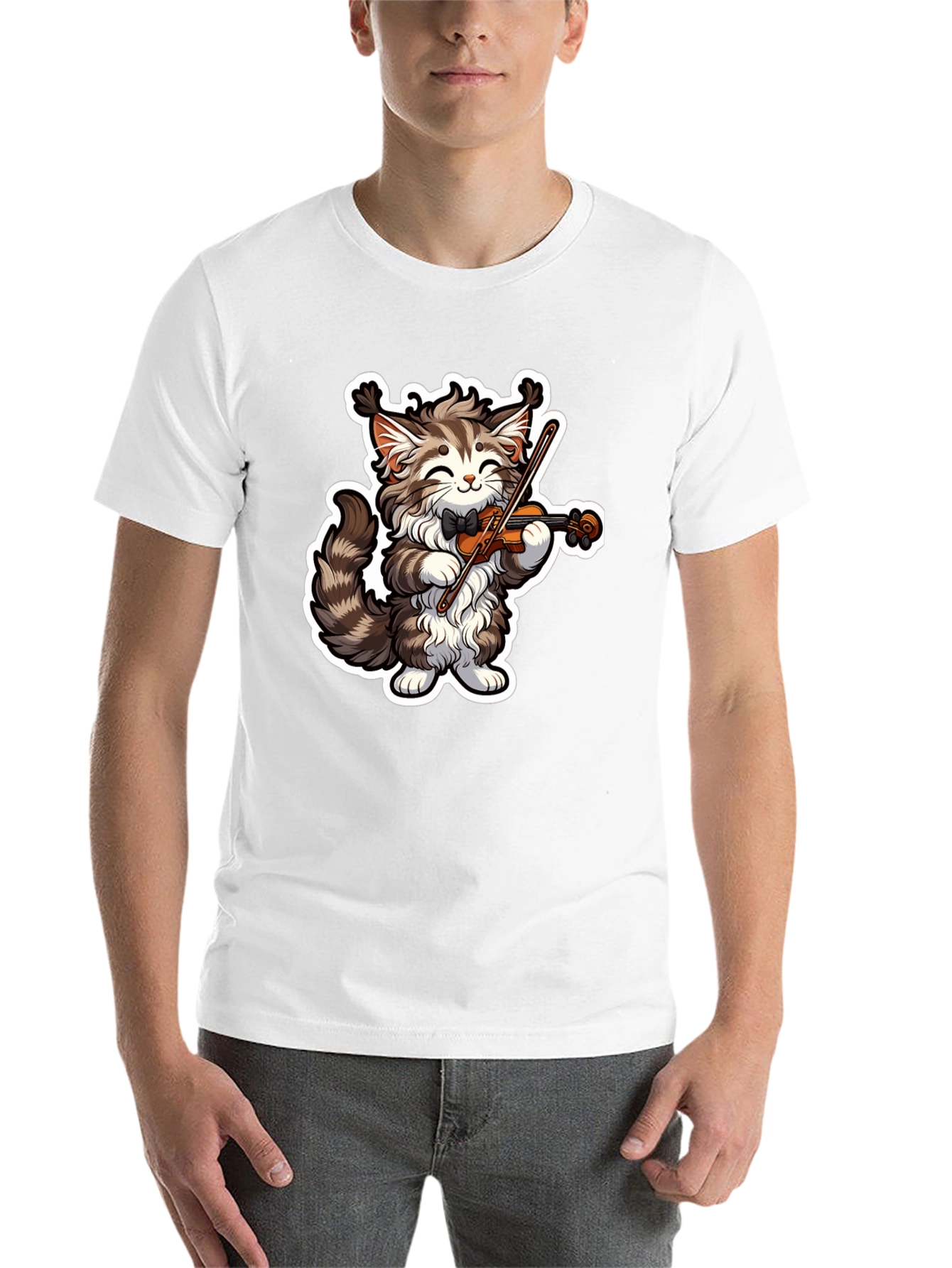 Black Musical Cat T-Shirt - Violin Playing Kitten Tee view 14