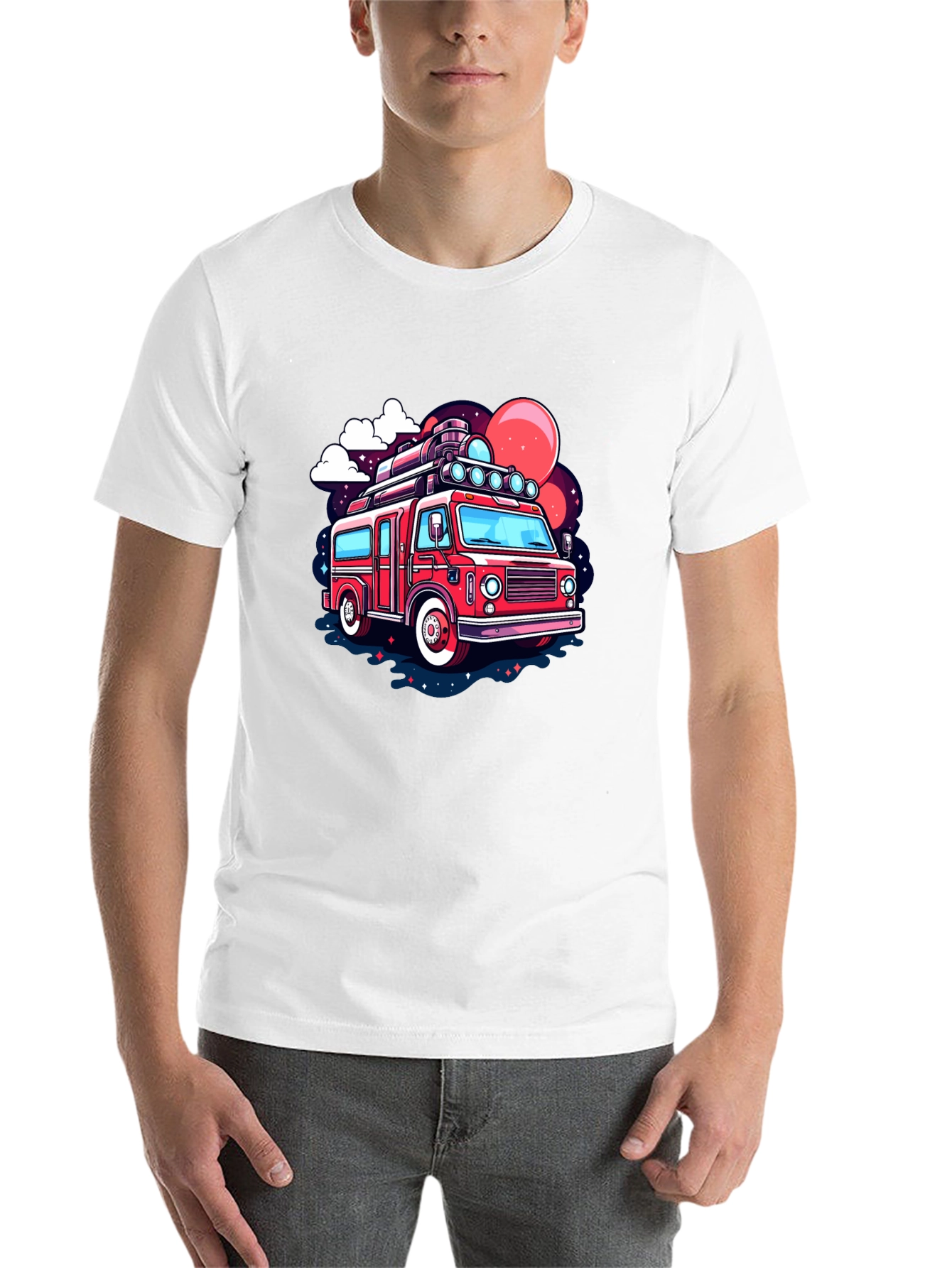 Black Retro Cartoon Bus Graphic T-Shirt view 14