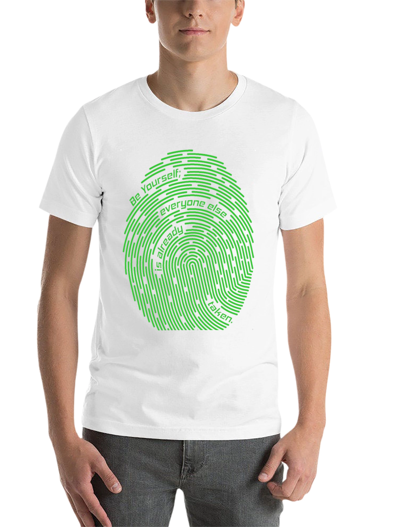Black Be Yourself Fingerprint Graphic Tee - Unique Design view 14