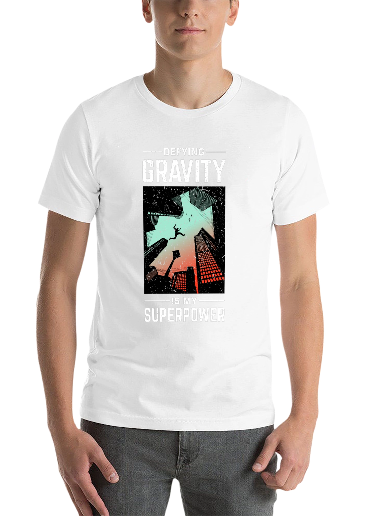 Black Defying Gravity Superpower Graphic Tee view 14