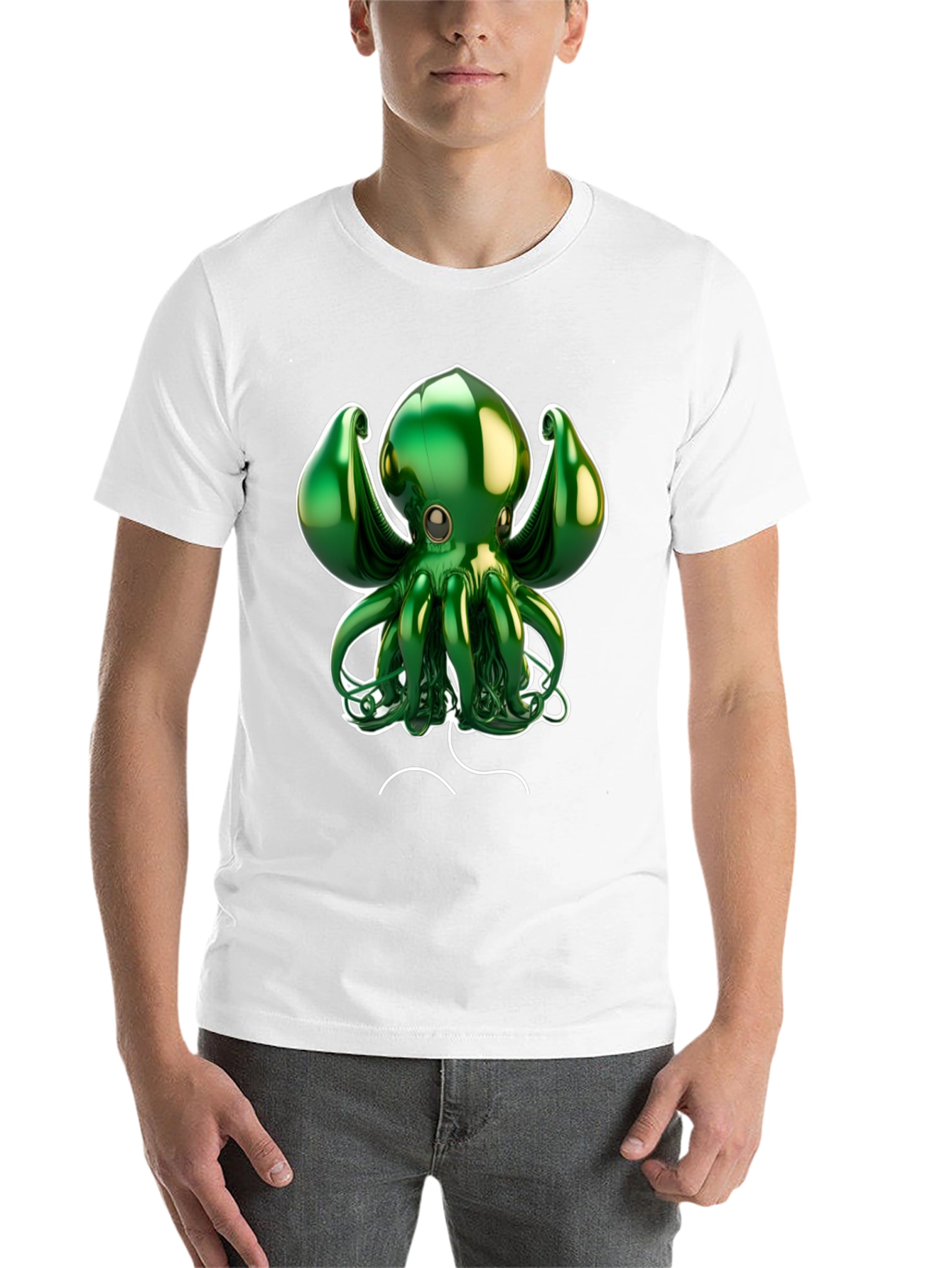 Black Green Octopus Graphic Tee - Black Cotton Blend view 14