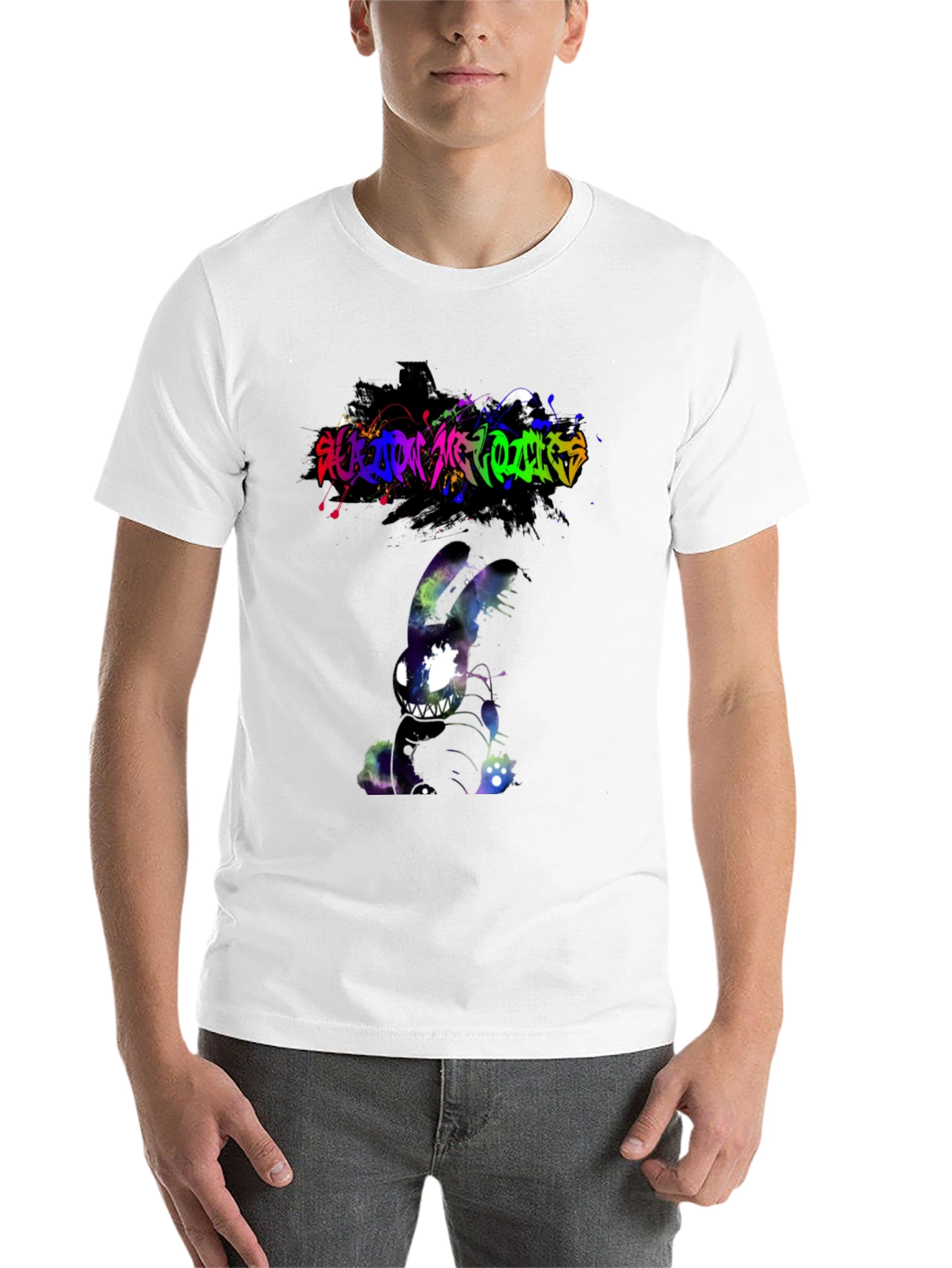 Black Cosmic Nightmare Bunny Graphic Tee - Unique Design view 14