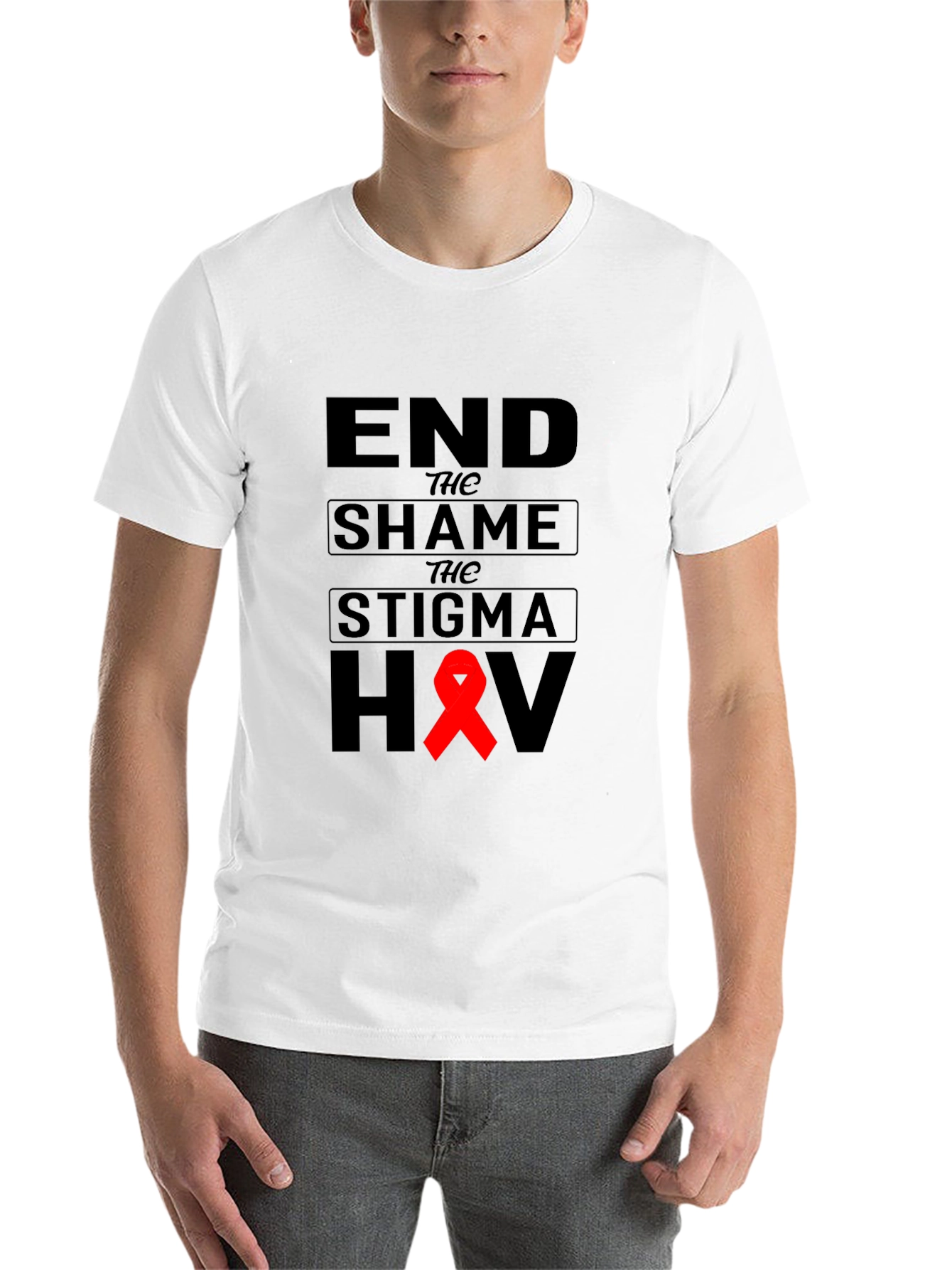 Black End the Shame, Stigma HIV Awareness T-Shirt view 14