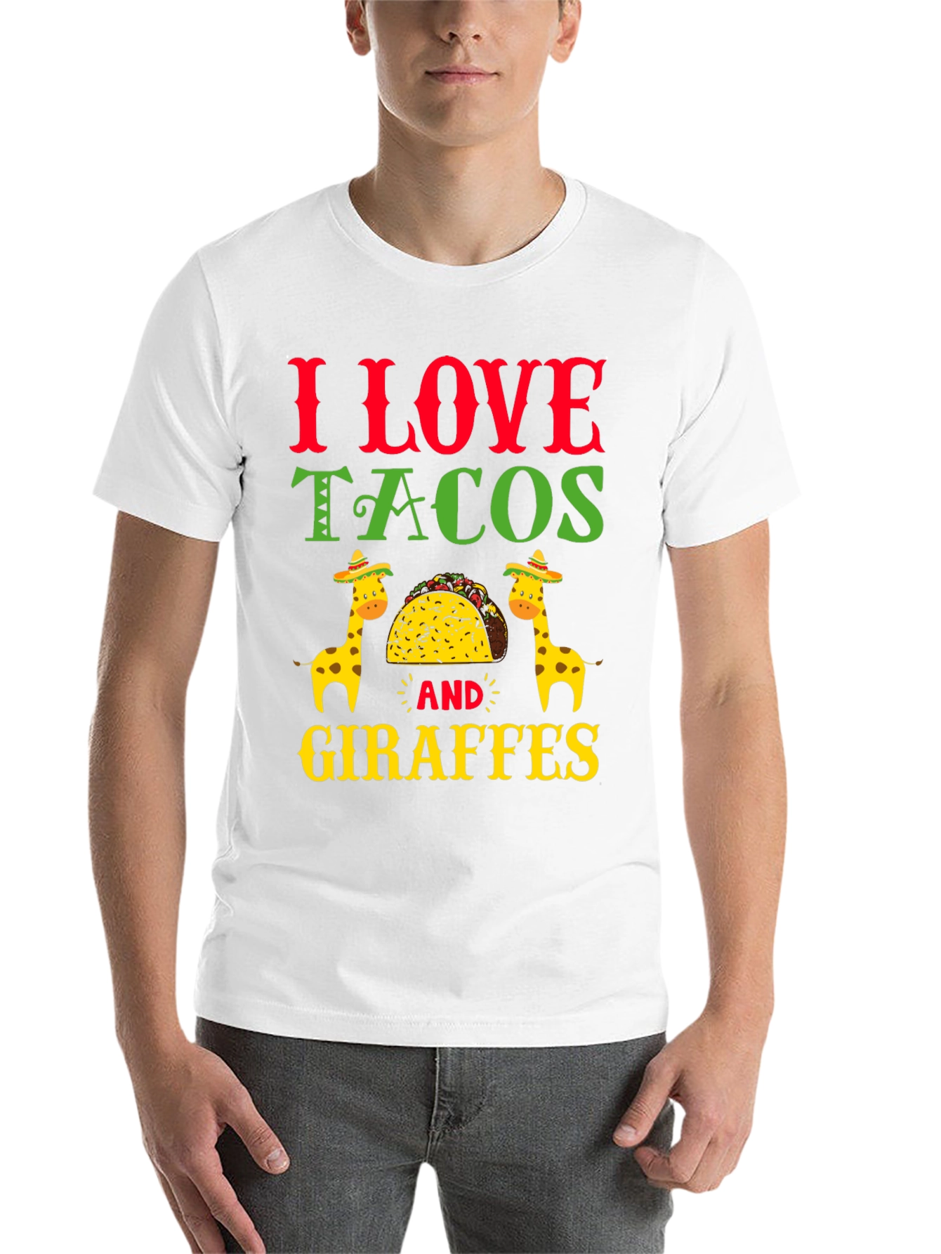 Black I Love Tacos and Giraffes T-Shirt view 14