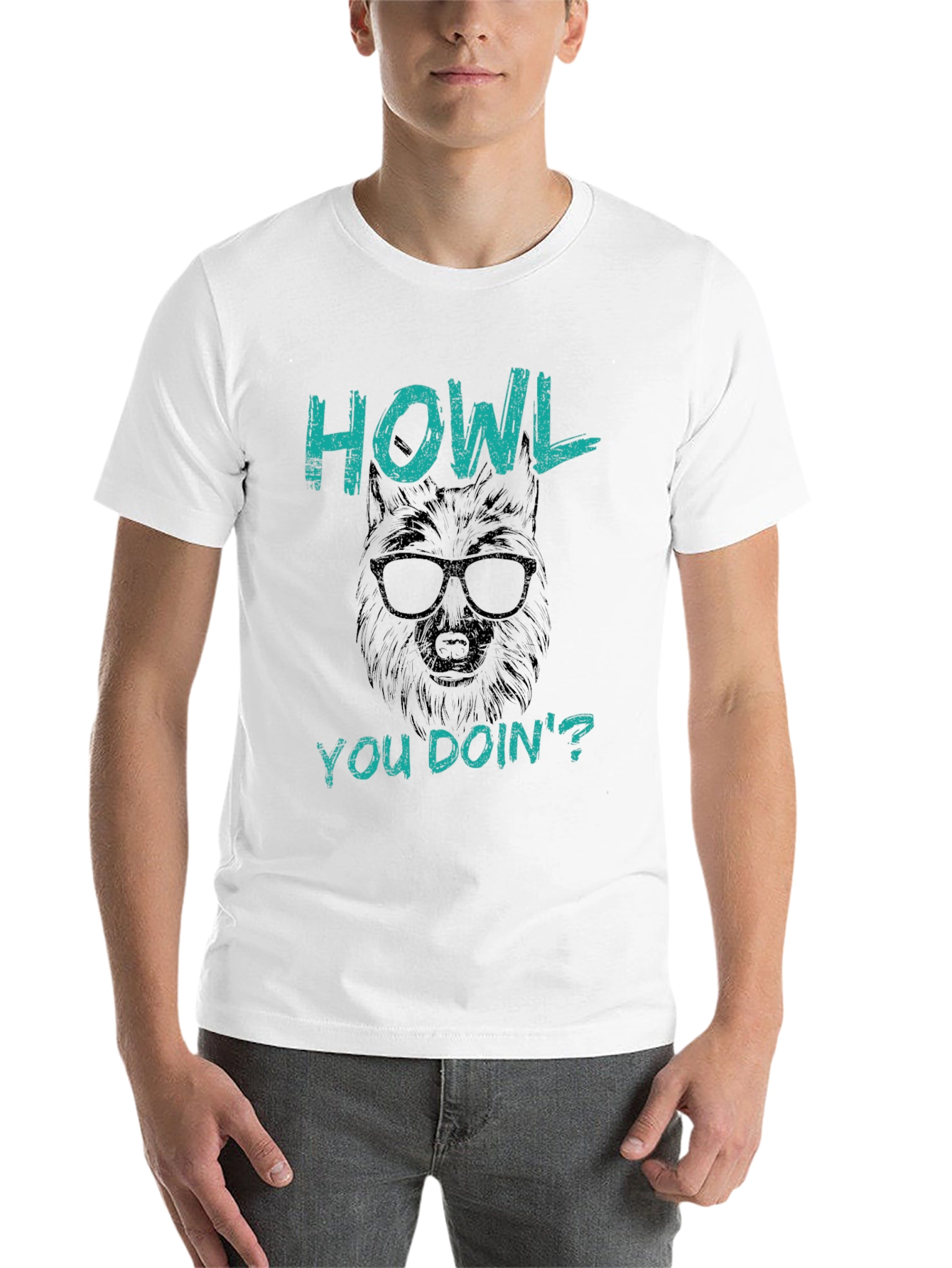 Black Howl You Doin' Wolf Graphic T-Shirt - Soft Black Cotton Tee view 14