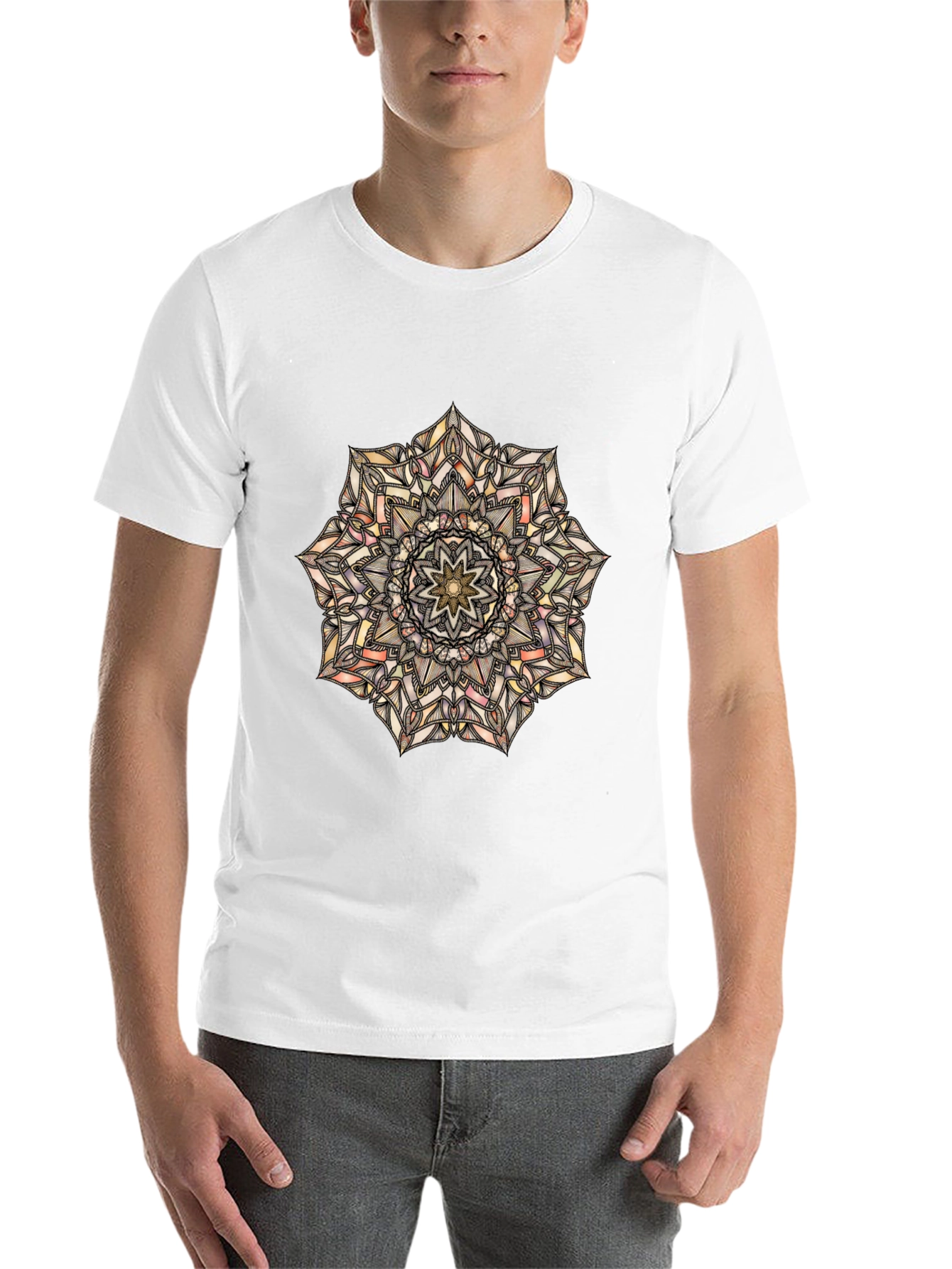 Black Mandala Print Black T-Shirt view 14
