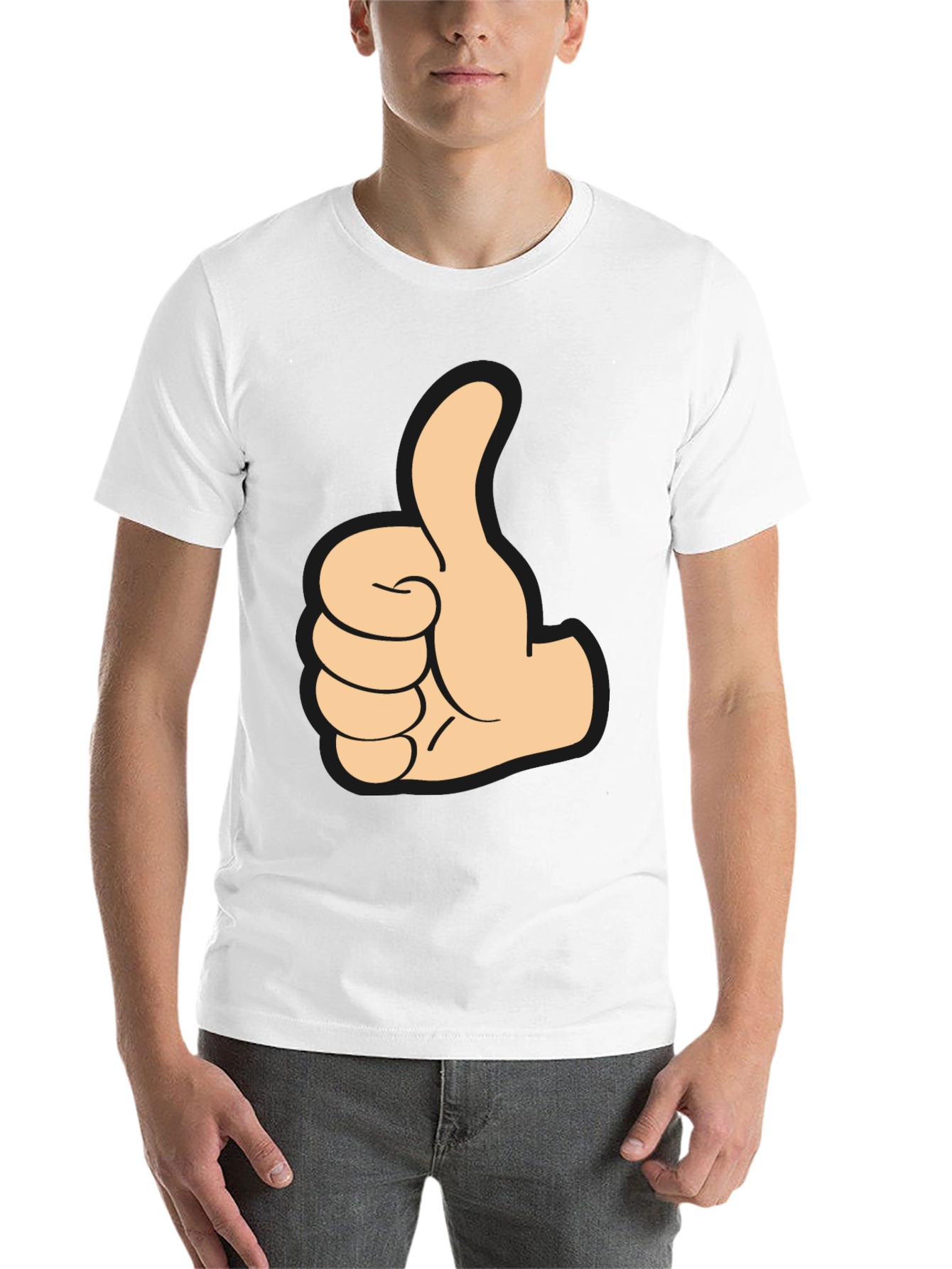 Black Thumbs Up Graphic Tee - Black Cotton T-Shirt view 14