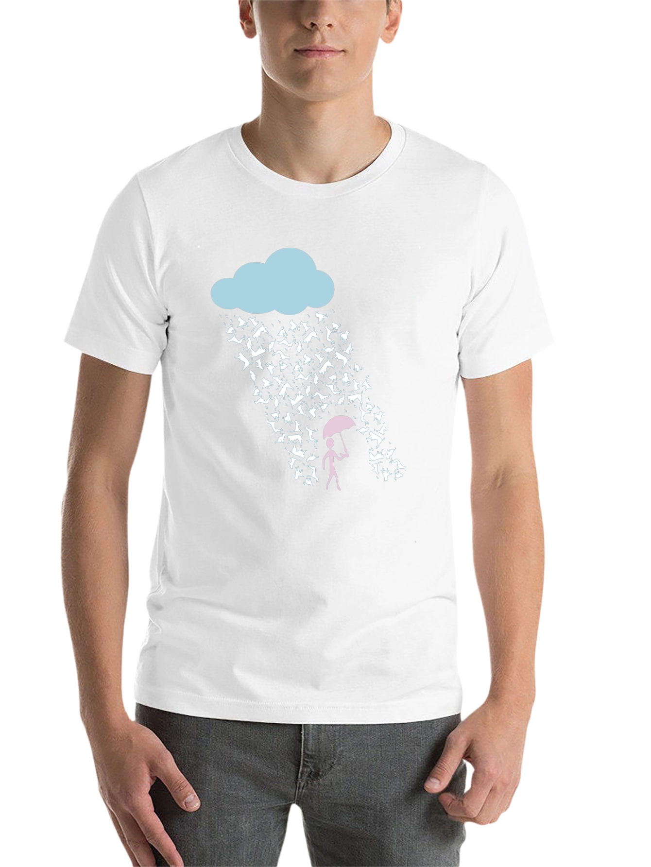 Black Raining Cats and Dogs Funny Graphic Tee view 14