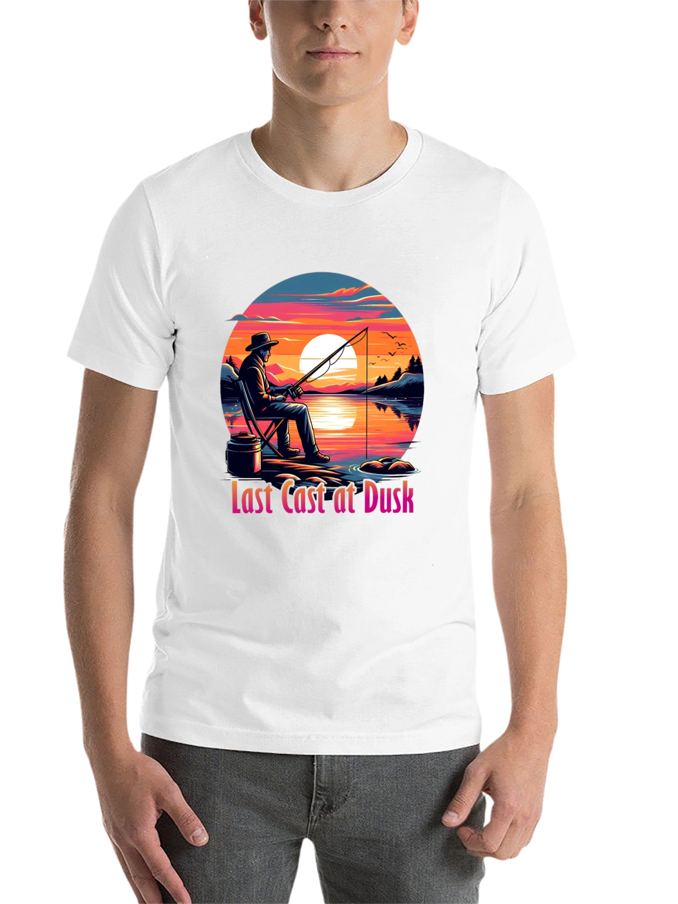 Black Last Cast at Dusk Graphic Tee view 14