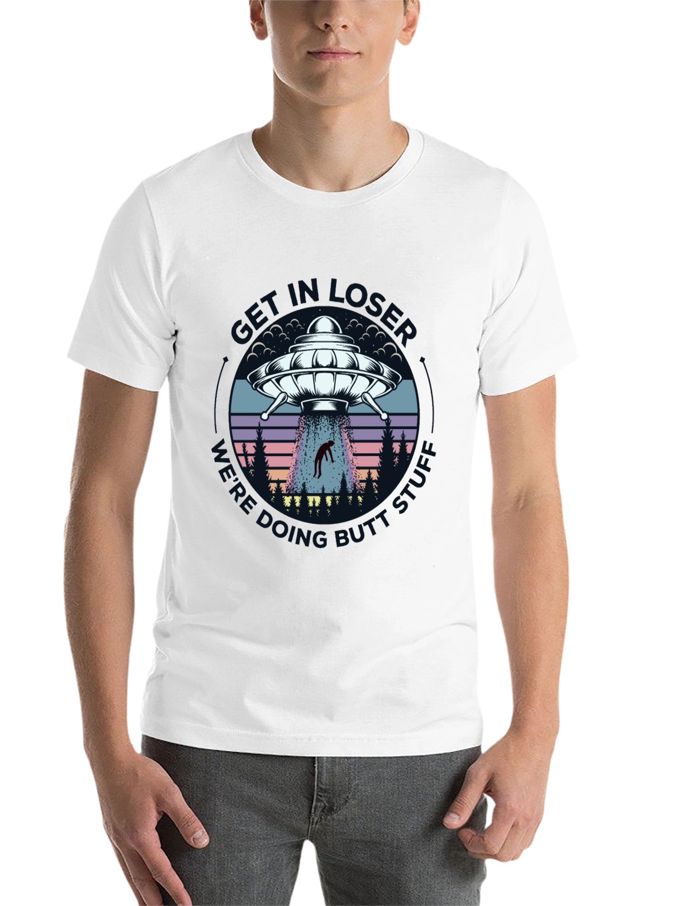Black Alien Abduction Graphic Tee - Sci-Fi Humor view 14