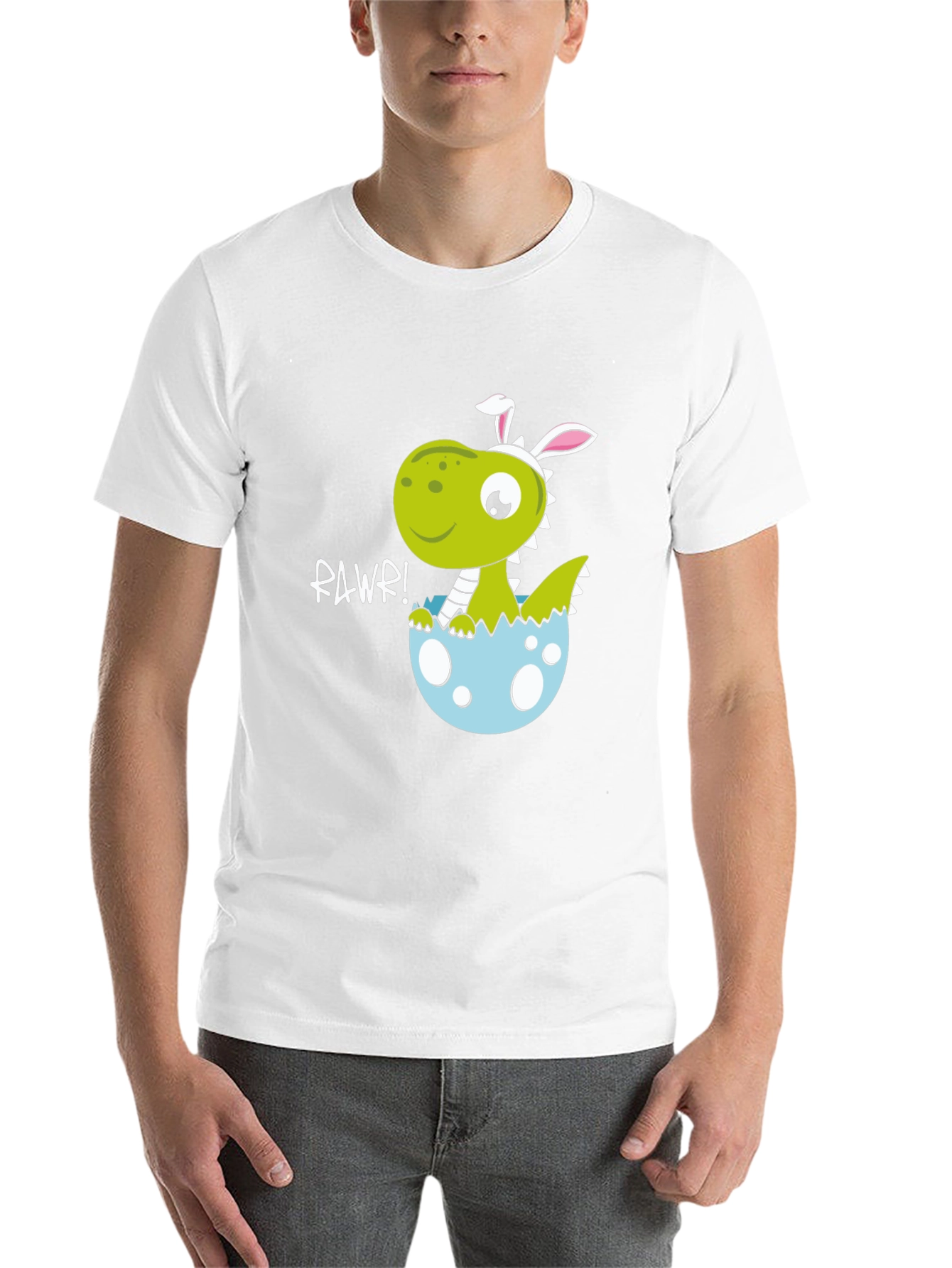 Black Dino Easter Egg T-Shirt - "Rawr!" Cute Design view 14
