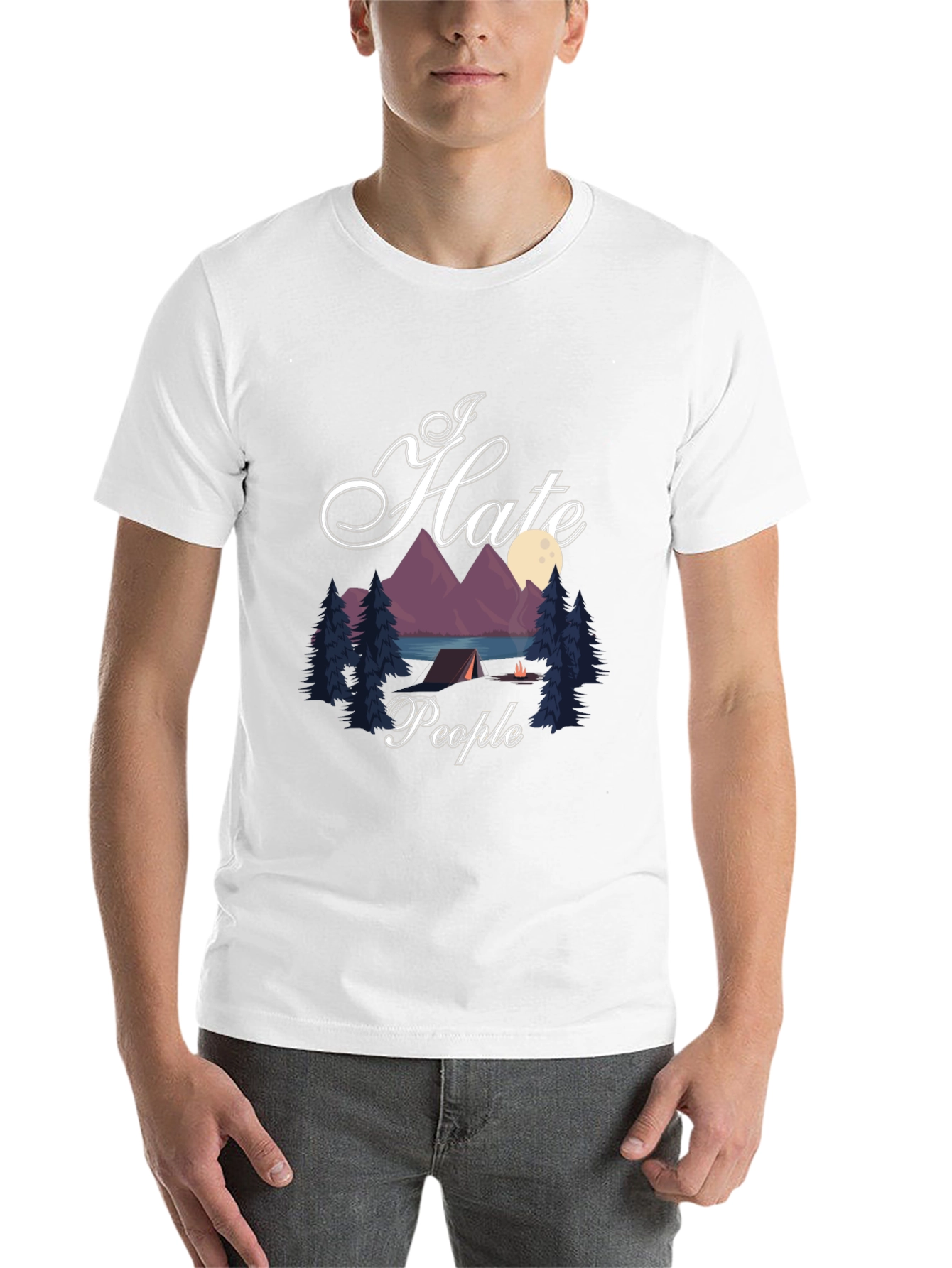 Black I Hate People Camping Black Graphic T-Shirt view 14