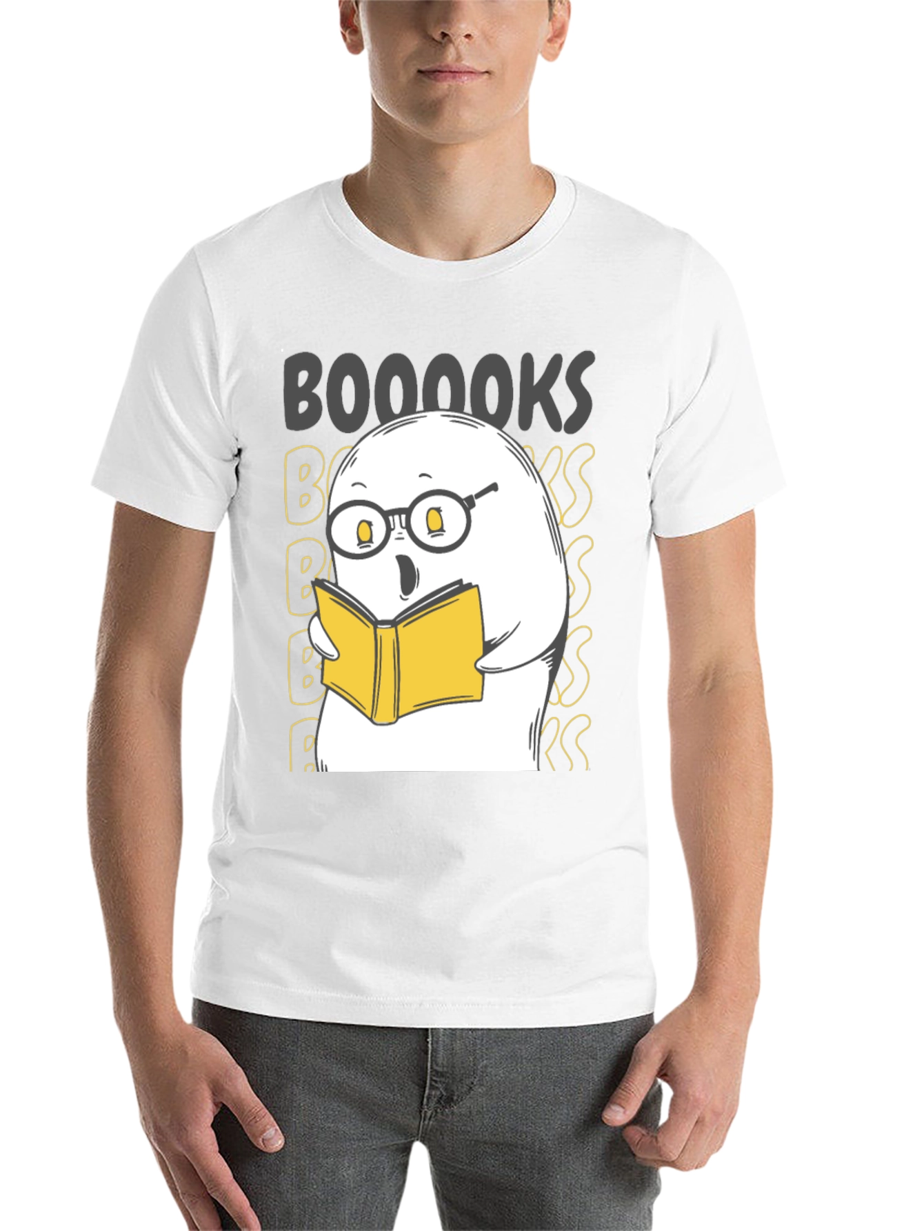 Black Funny Ghost Reading Book T-Shirt - BOOOOOKS! view 14
