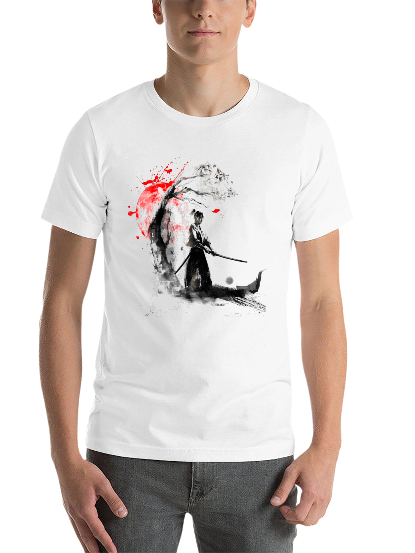 Black Samurai Warrior Graphic Black T-Shirt view 14