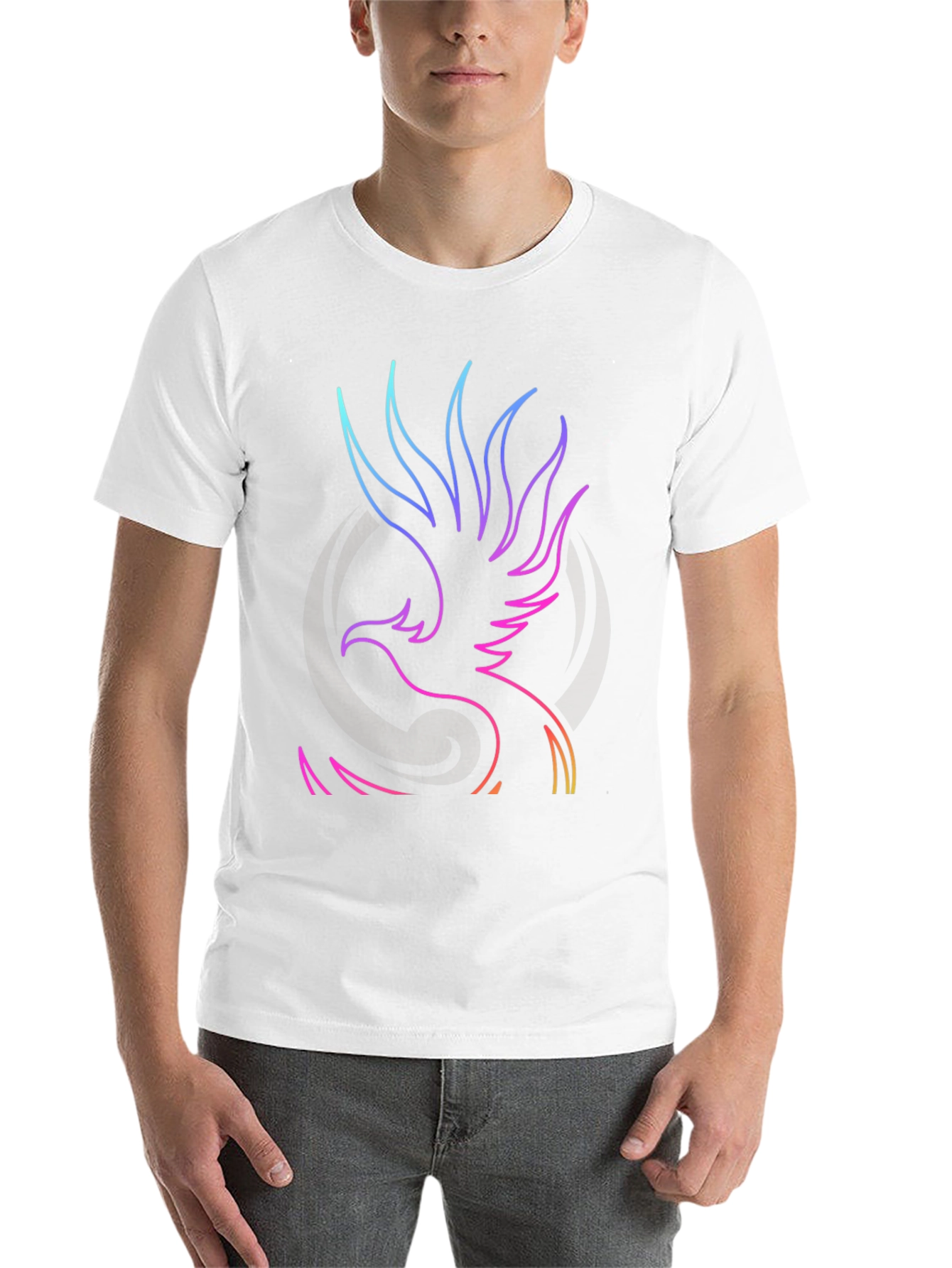 Black Neon Phoenix Graphic Black T-Shirt view 14