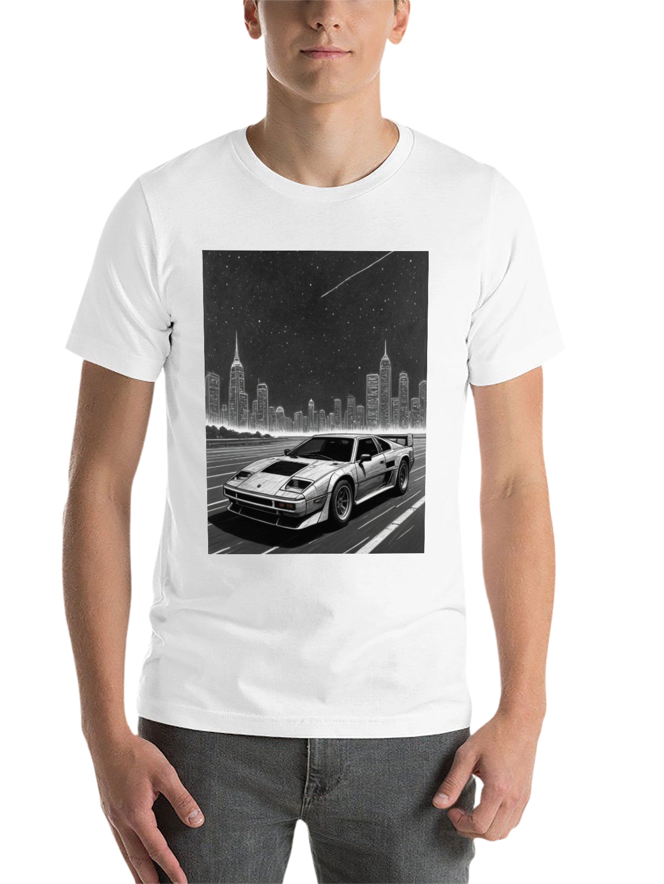 Black Retro Car & Cityscape Graphic Tee - Black view 14