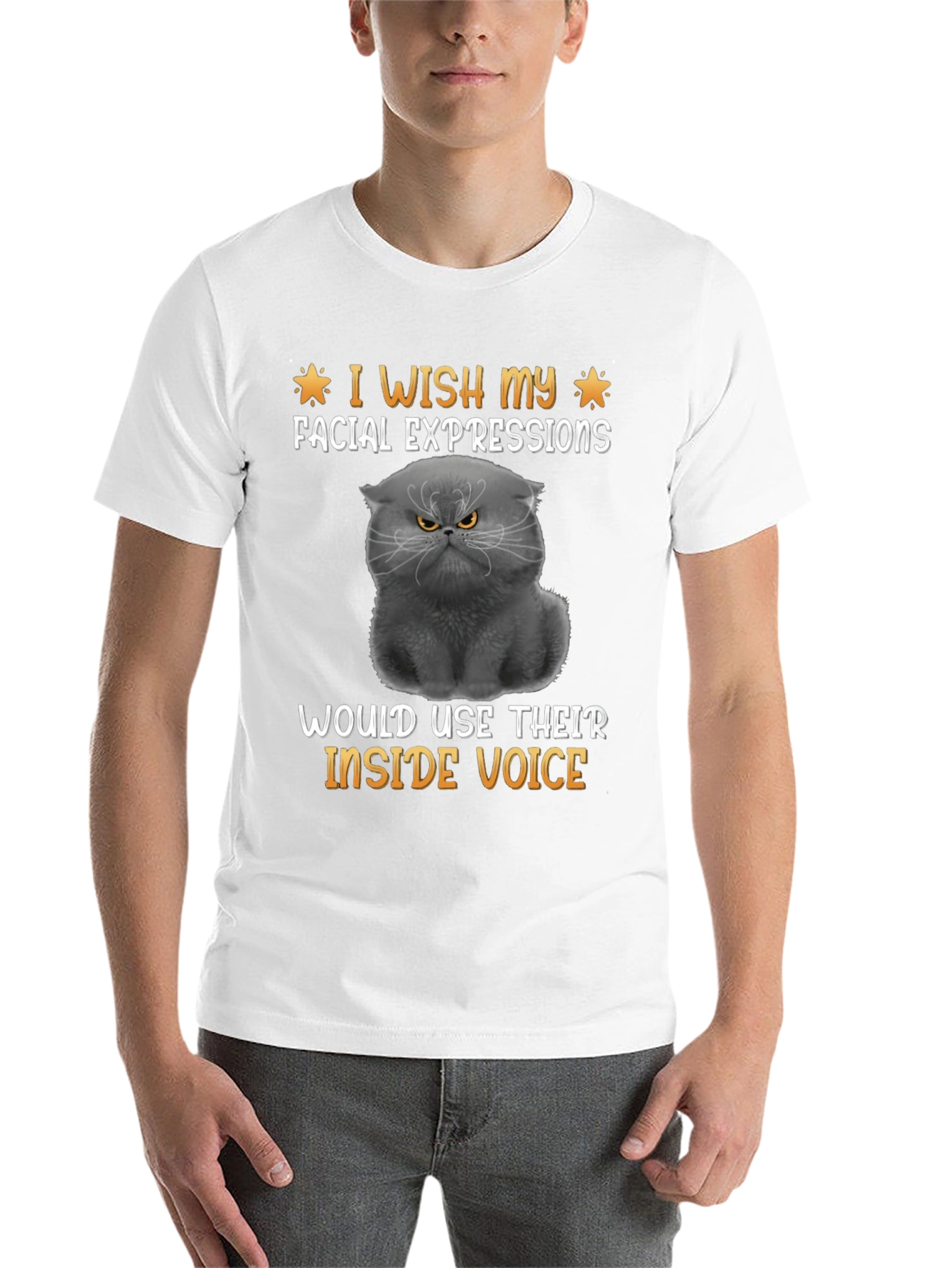 Black Funny Cat T-Shirt: I Wish My Facial Expressions Used Their Inside Voice view 14