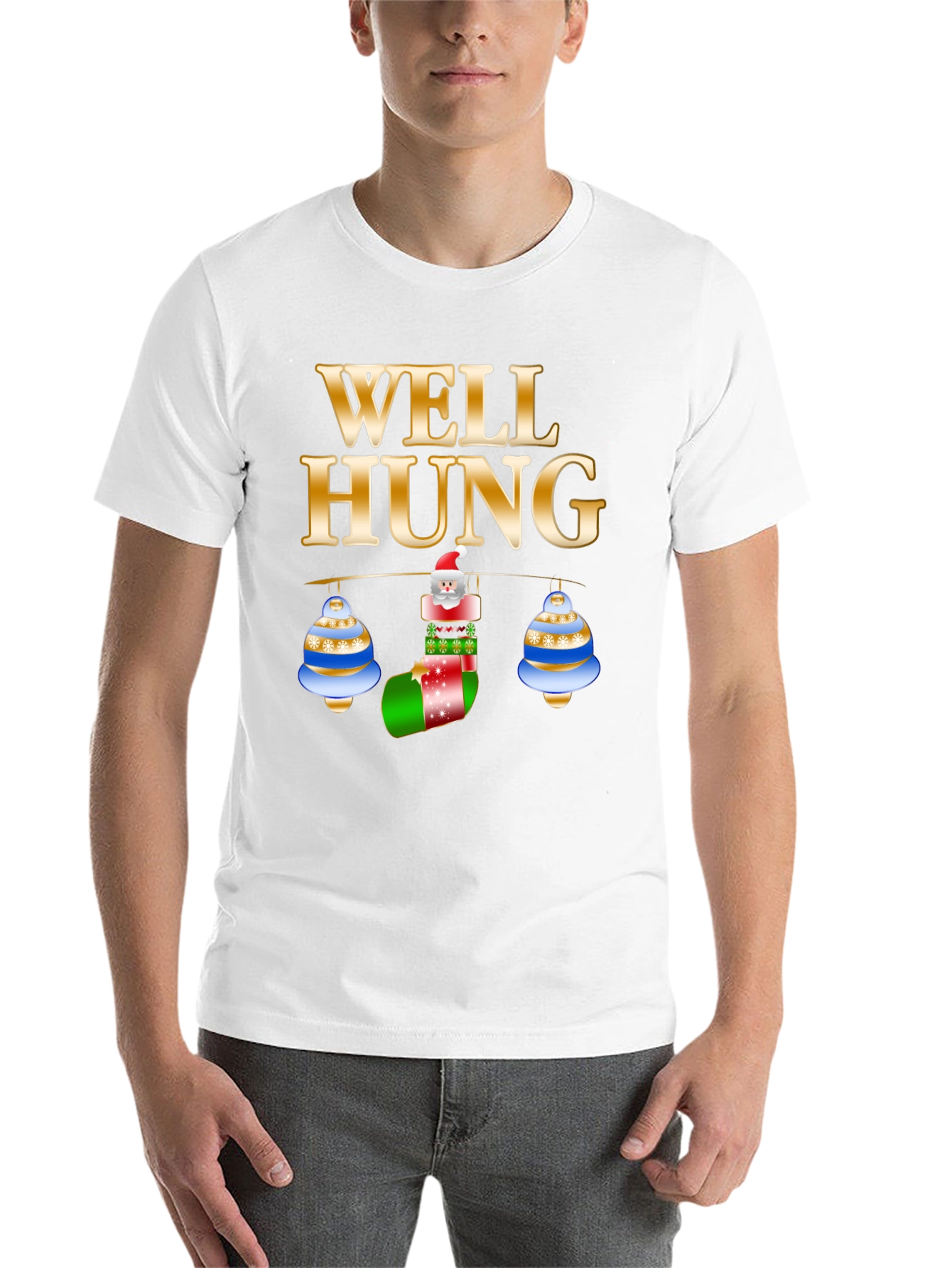 Black Well Hung Santa Christmas T-Shirt view 14