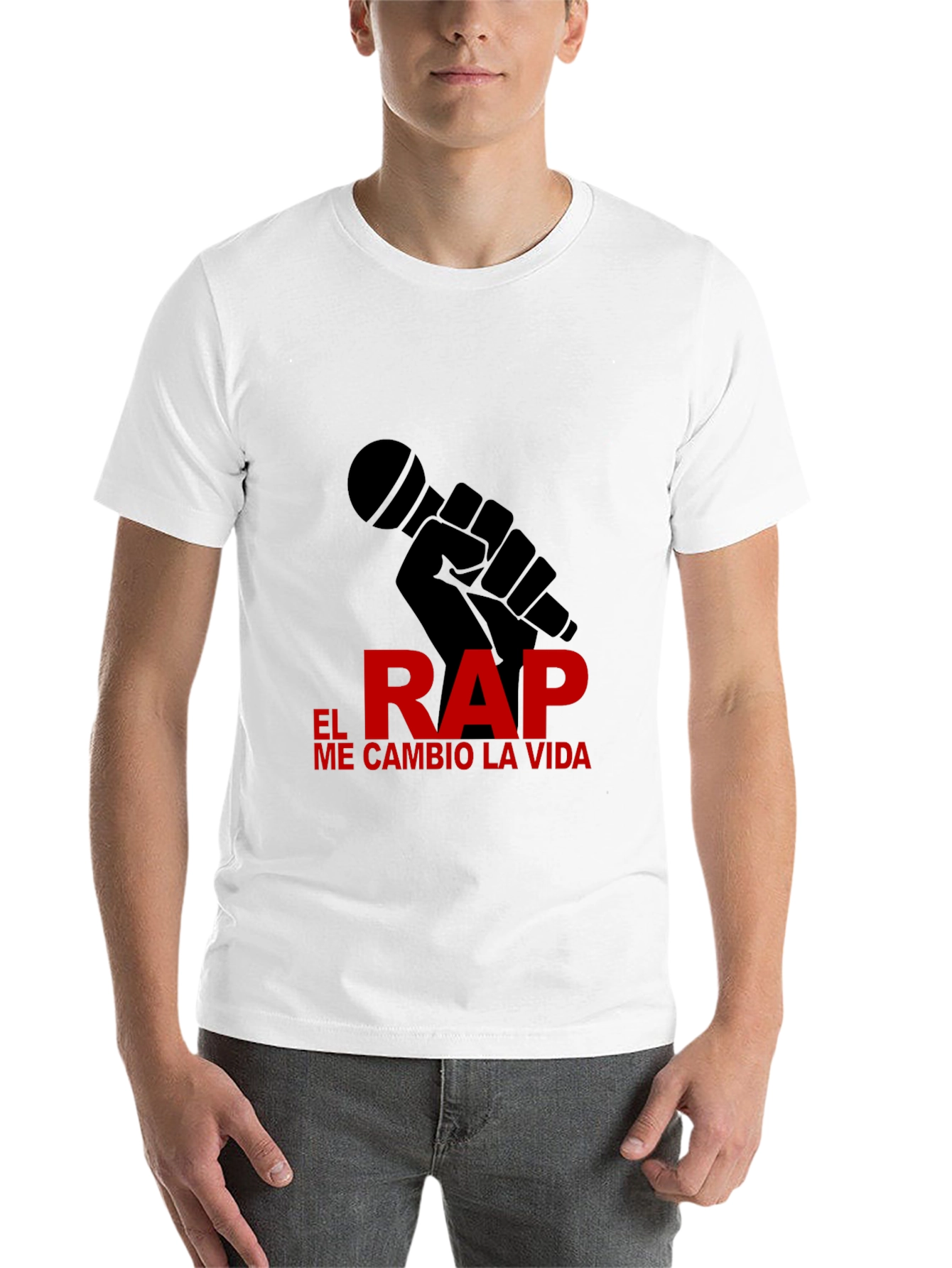 Black Rap Life Tee - "El Rap Me Cambio La Vida" Design T-Shirt view 14