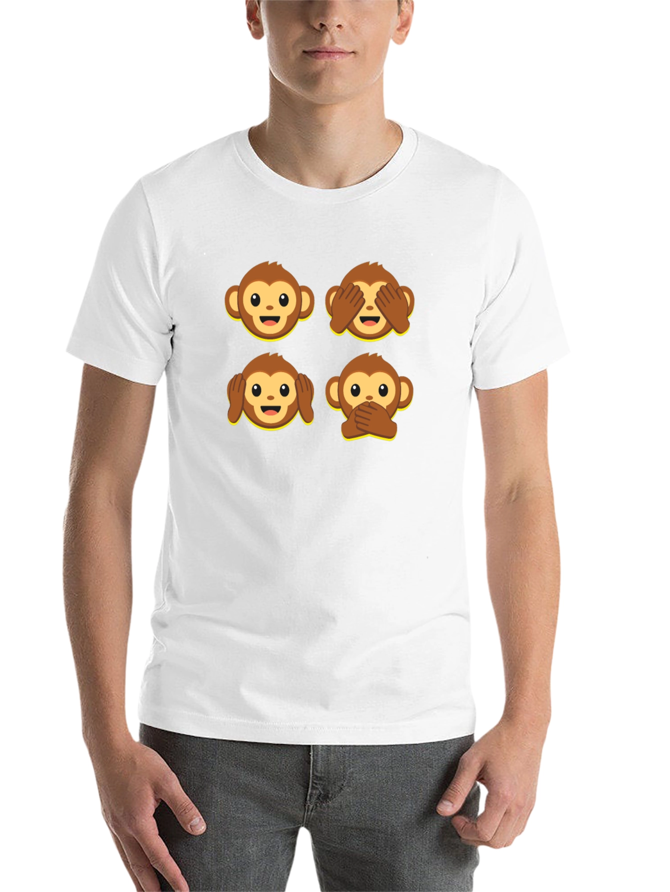 Emoji Monkey Graphic Tee - Hear, See, Speak No Evil T-Shirt - 14