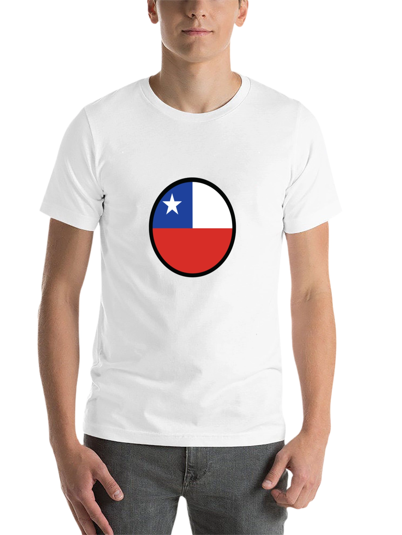 Black Chile Flag Circle Black T-Shirt view 14