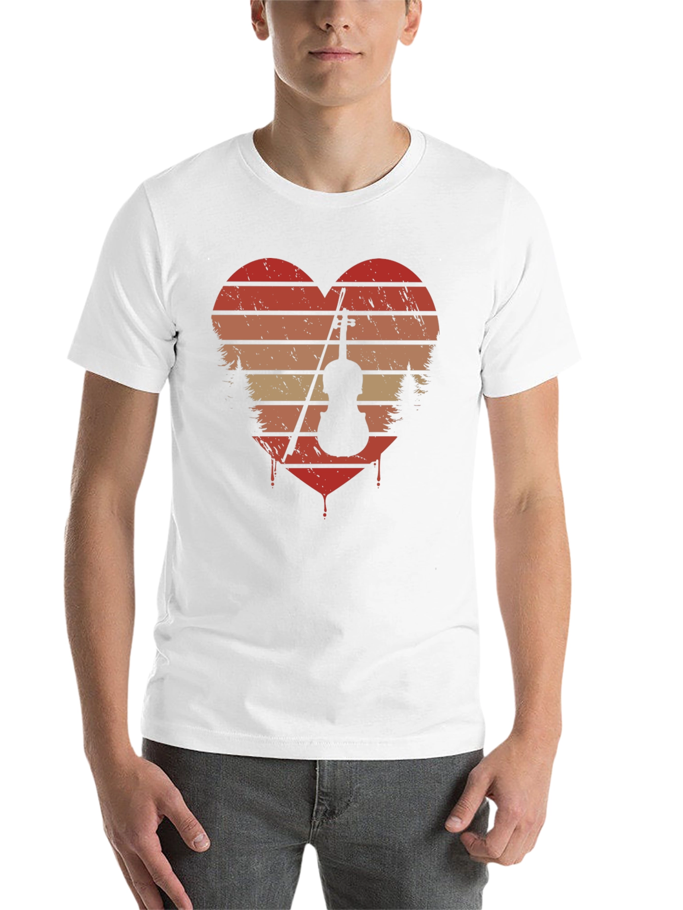 Black Vintage Violin Heart T-Shirt - Music Lover Tee view 14
