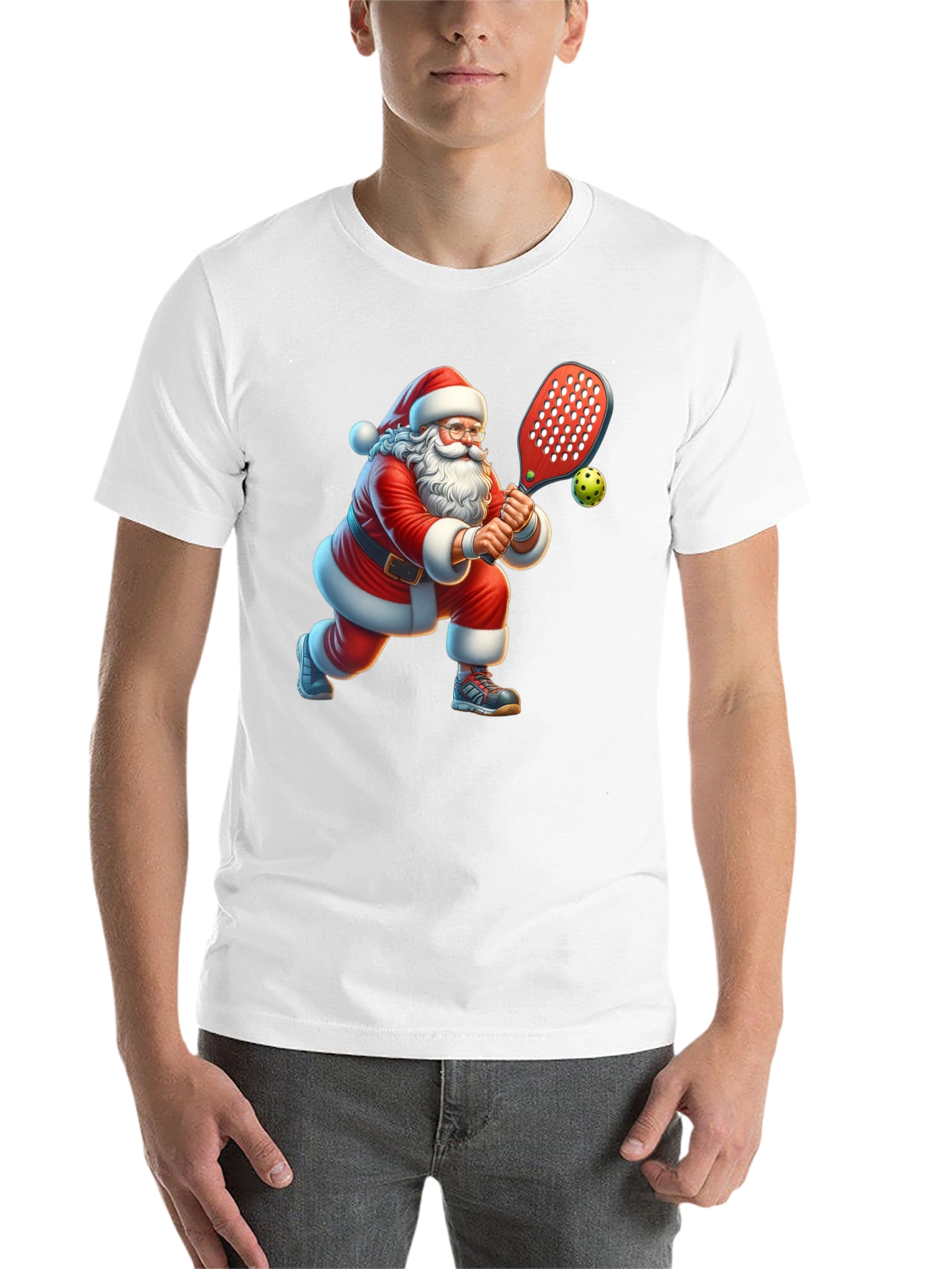 Black Santa Pickleball T-Shirt view 14