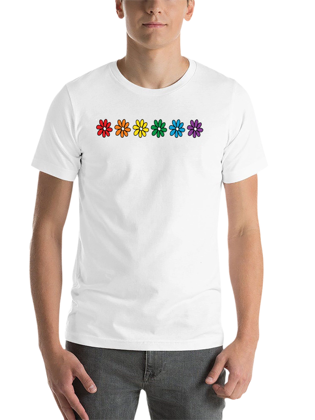 Black Rainbow Flower Power T-Shirt view 14