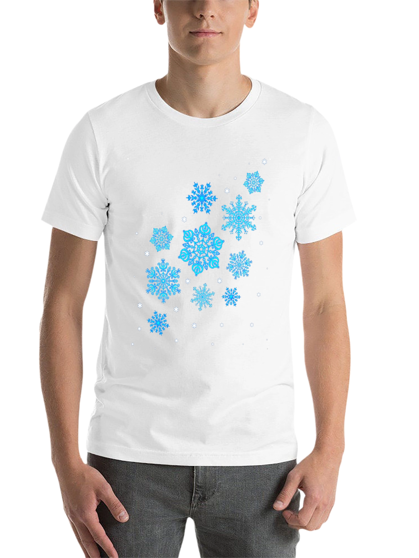 Black Snowflake Pattern Black T-Shirt view 14