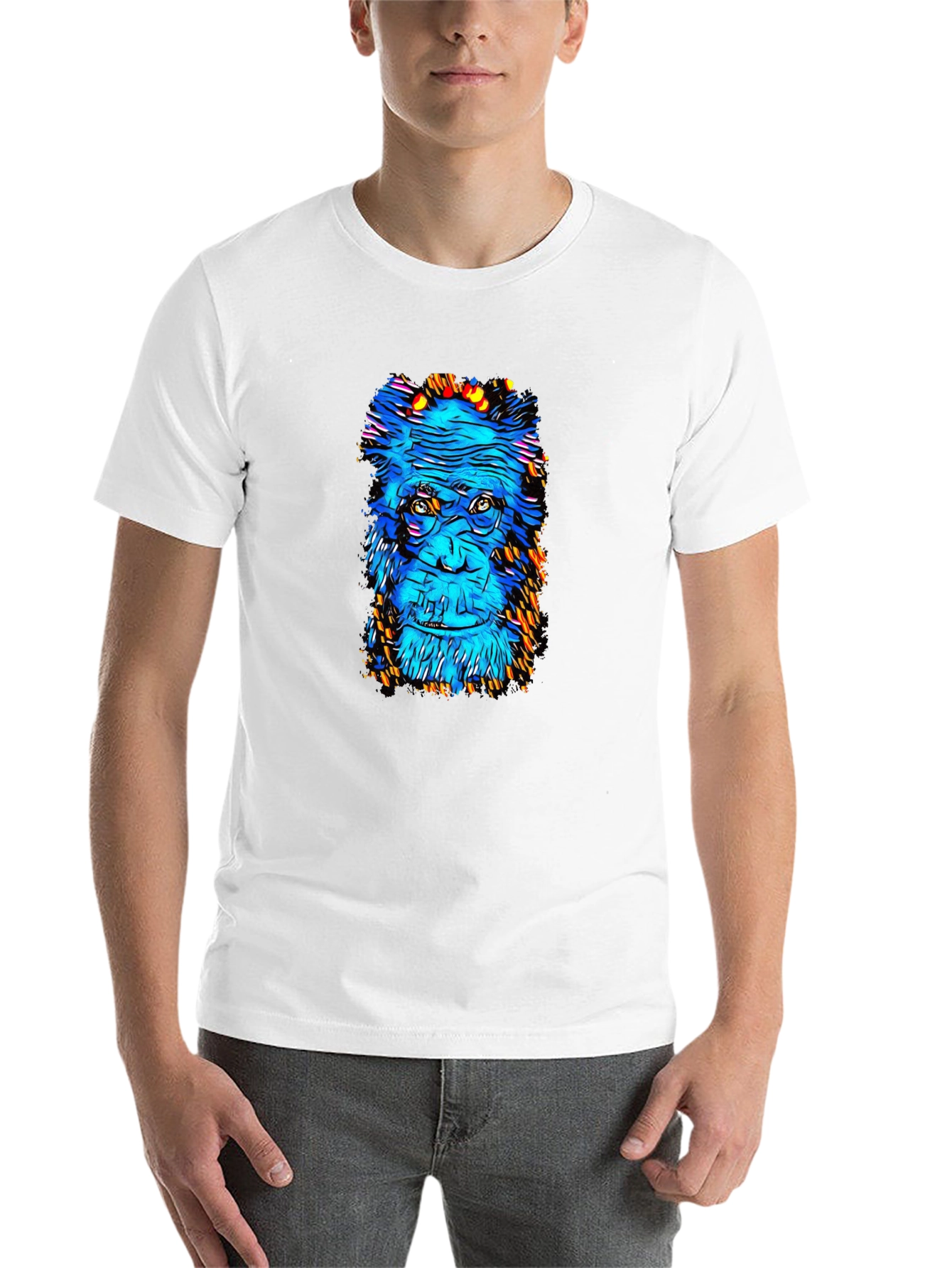 Black Abstract Gorilla Face Graphic T-Shirt view 14