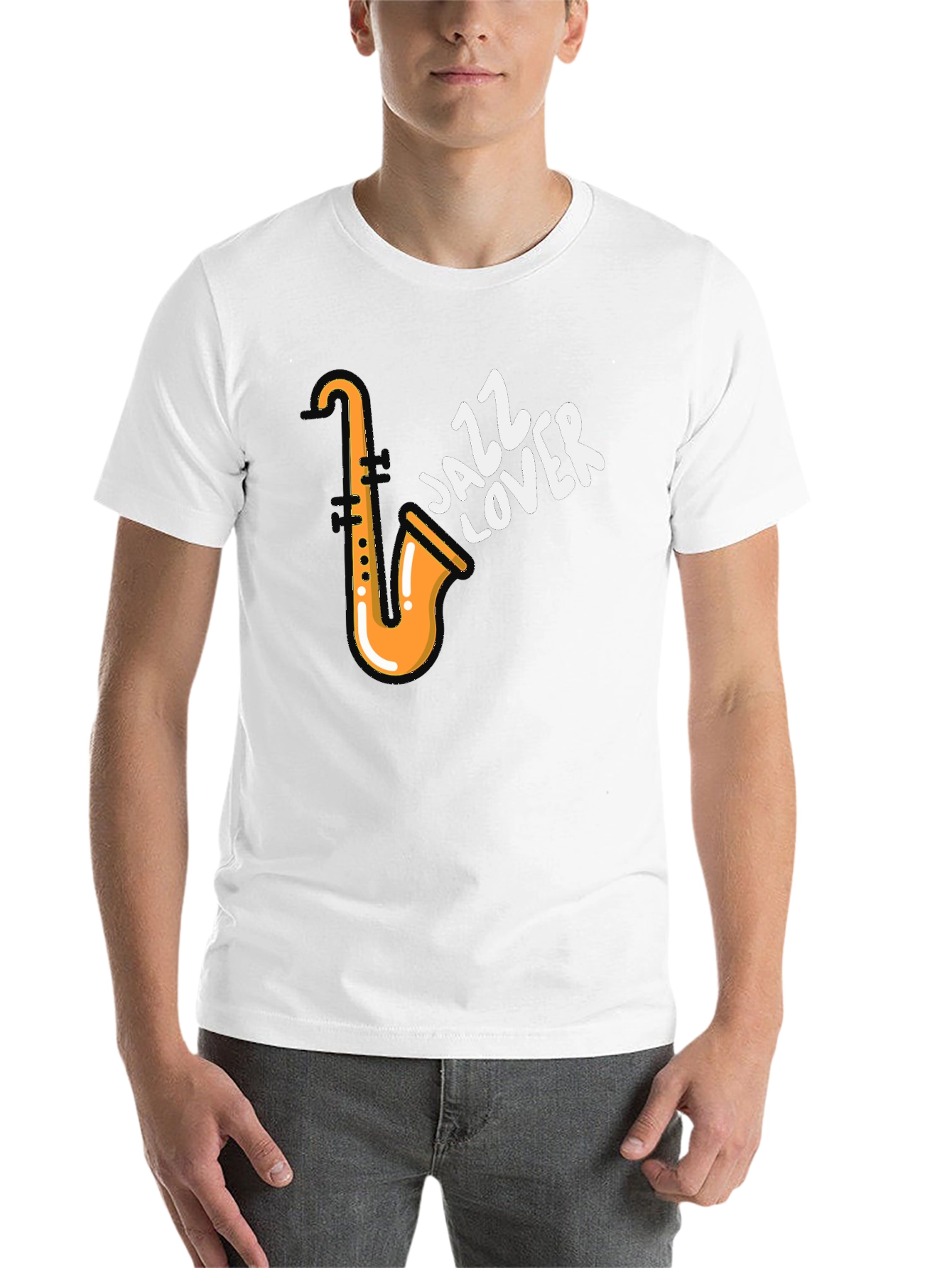 Black Jazz Lover T-Shirt - Saxophone Design view 14