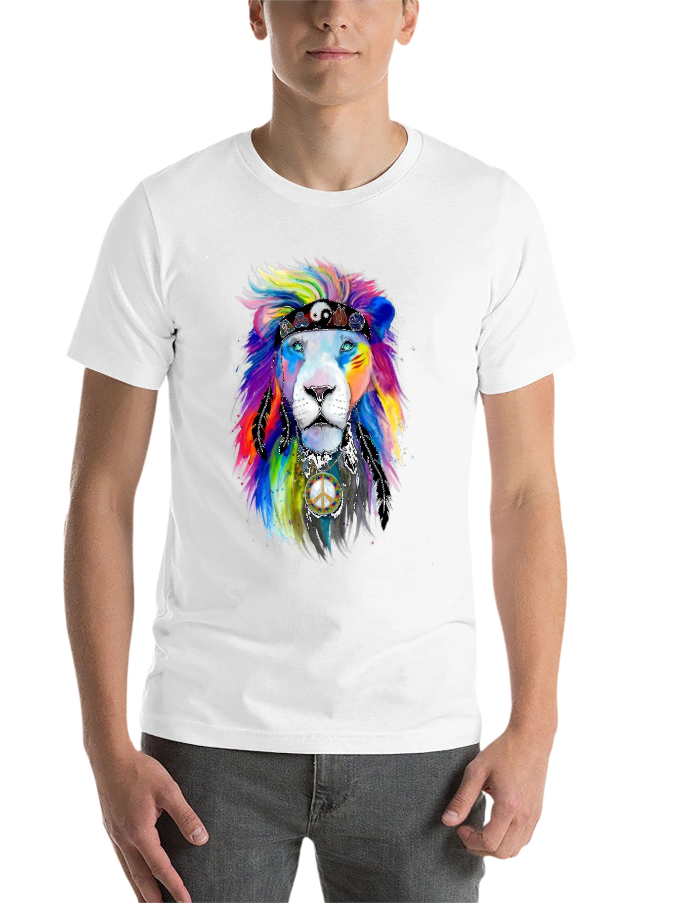 Black Rainbow Lion Graphic Tee view 14