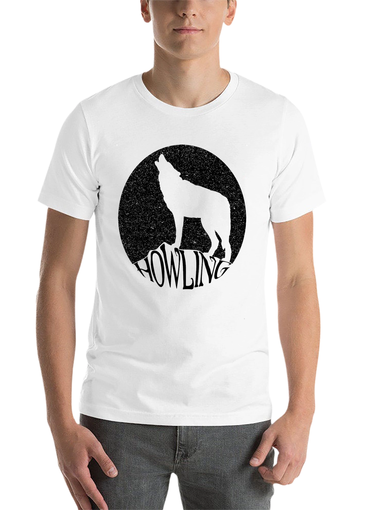 Black Howling Wolf Graphic Tee - Black view 14