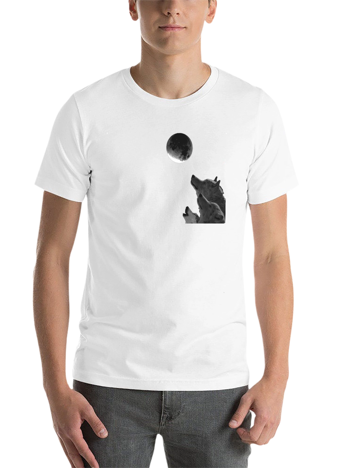 Black Wolf Moon Graphic Tee - Black Cotton T-Shirt view 14