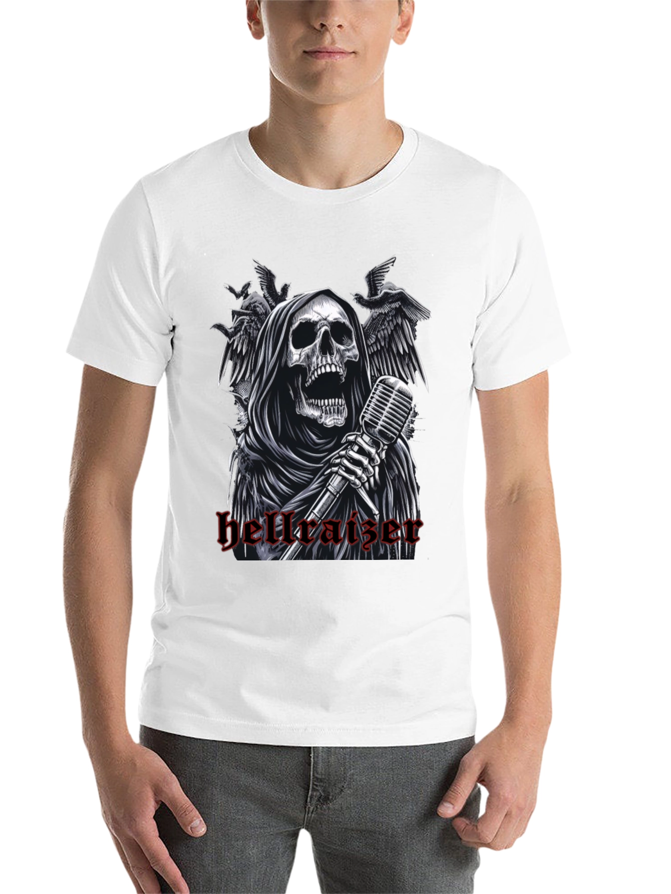 Black Hellraiser Grim Reaper Graphic Tee - Rock Concert Style view 14