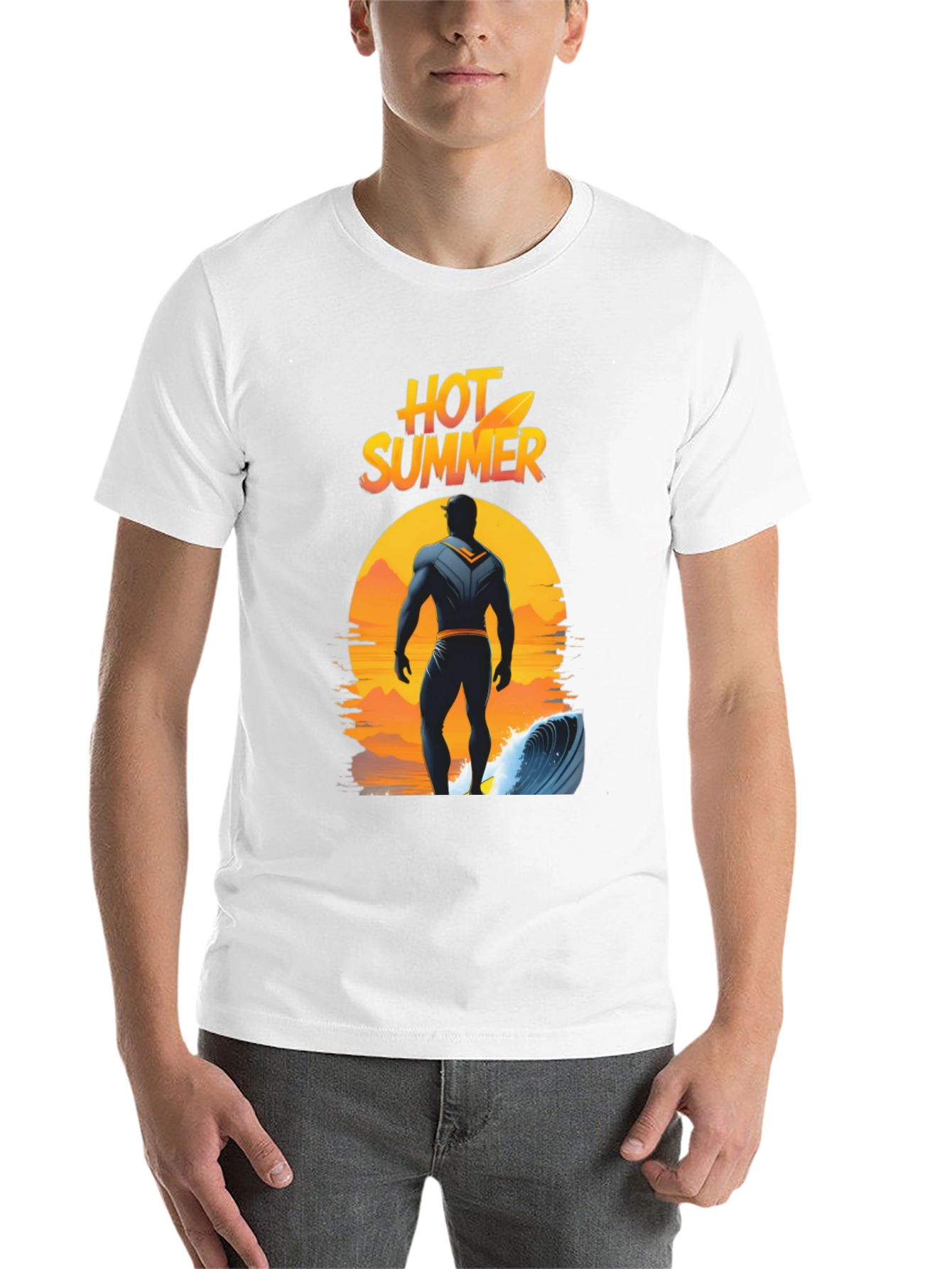 Black Hot Summer Surfer Graphic Tee - Black Cotton T-Shirt view 14