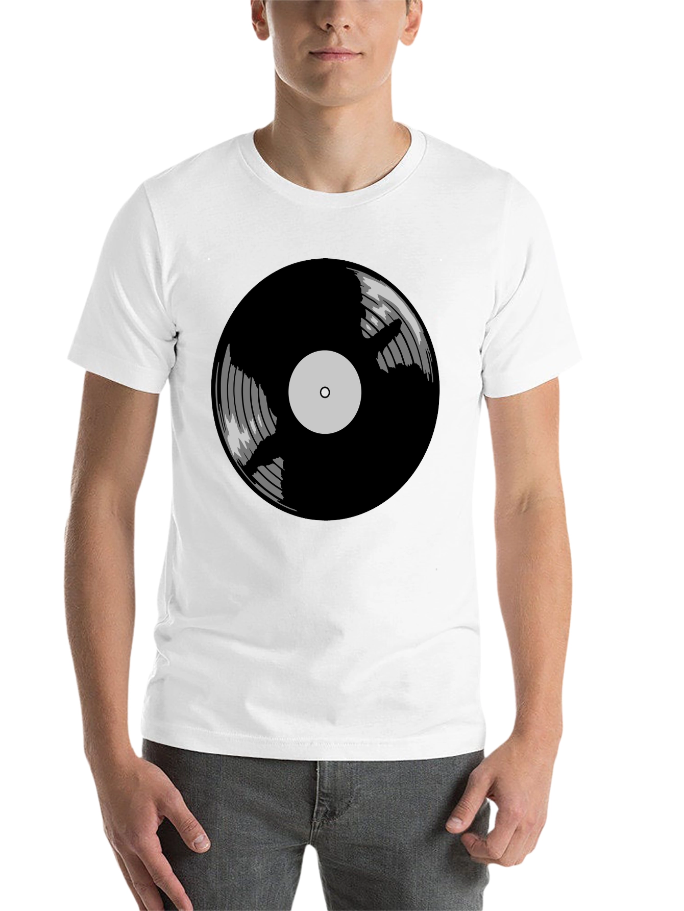 Black Vinyl Record Graphic Tee - Classic Music Style view 14