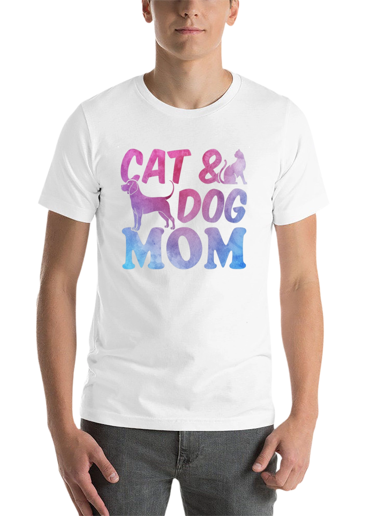 Black Cat & Dog Mom Graphic T-Shirt - Unisex Crew Neck view 14