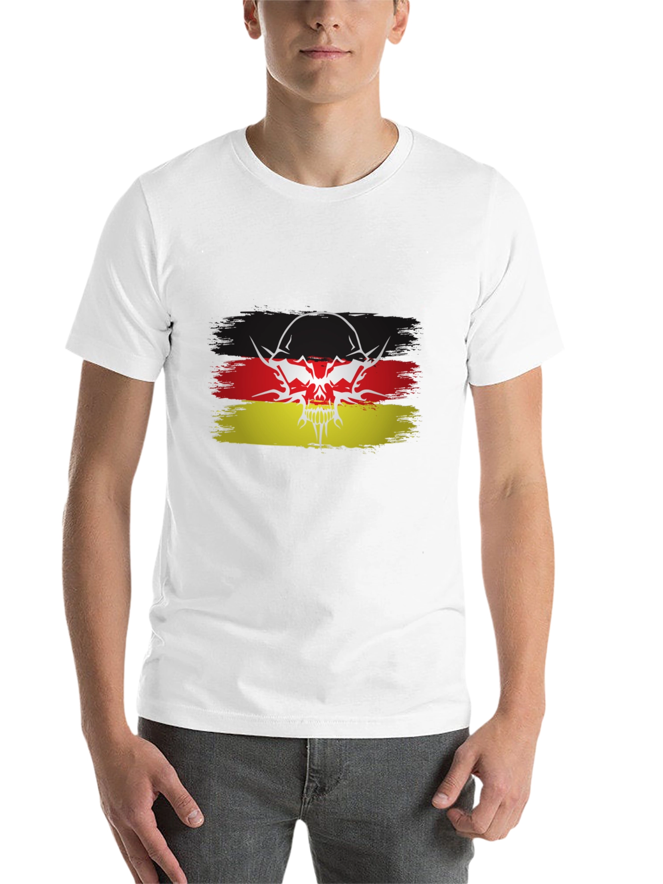 Black German Flag Skull Graphic Black T-Shirt view 14
