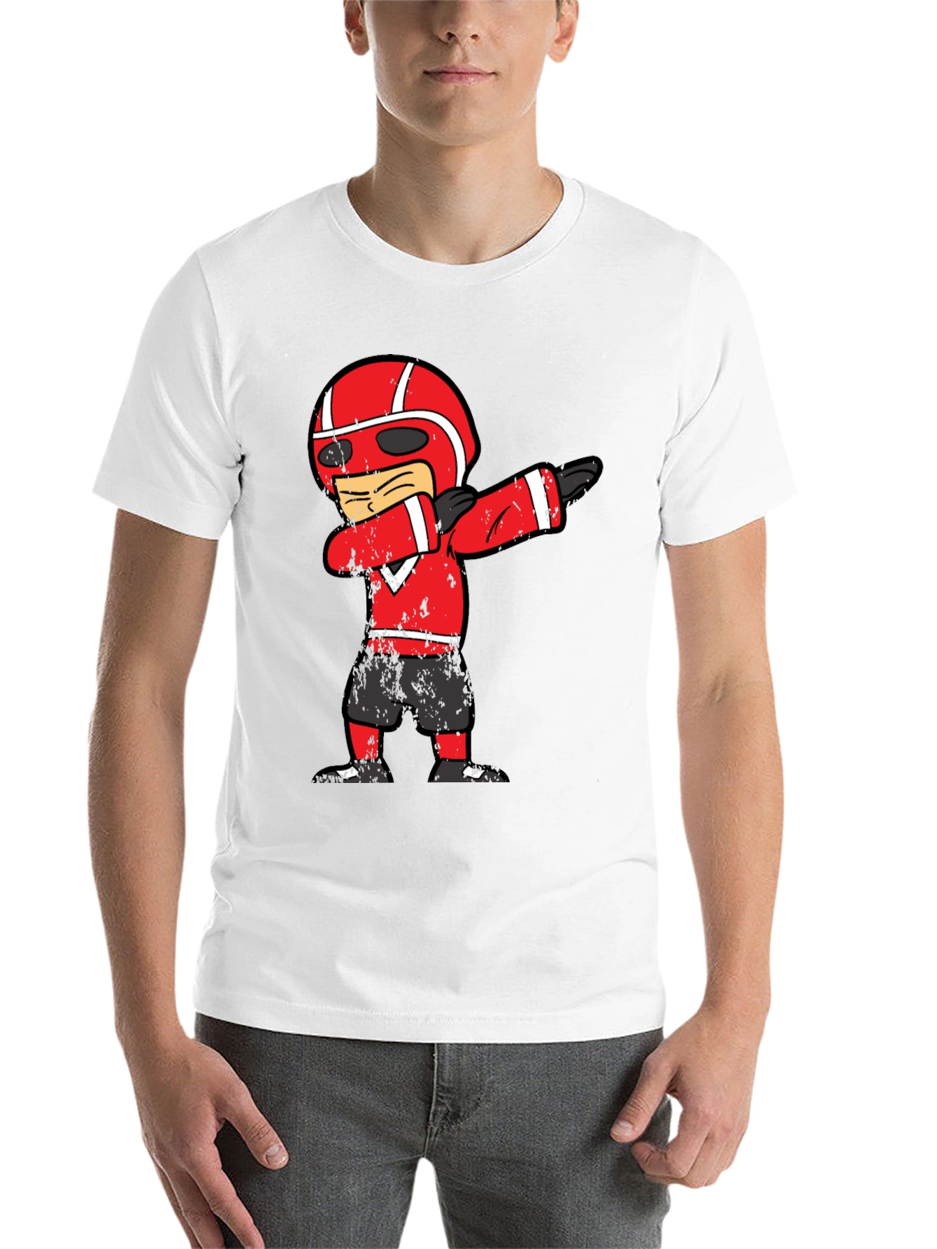 Black Dabbing Football Player T-Shirt view 14