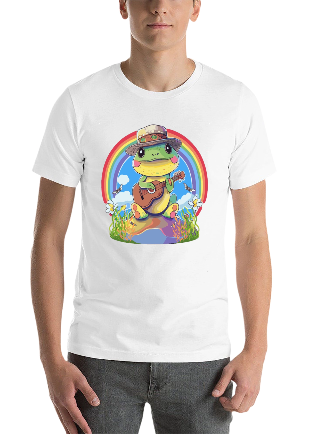 Black Frog Playing Guitar T-Shirt view 14