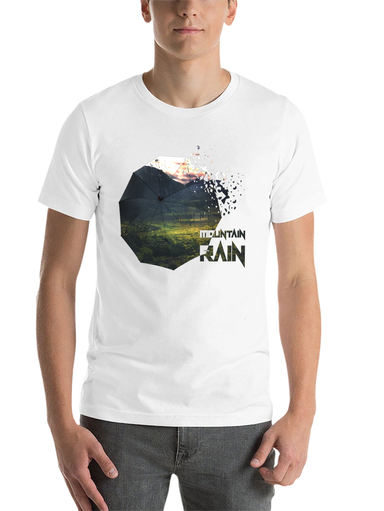 Black Mountain Rain Graphic Tee - Unique Nature Design view 14