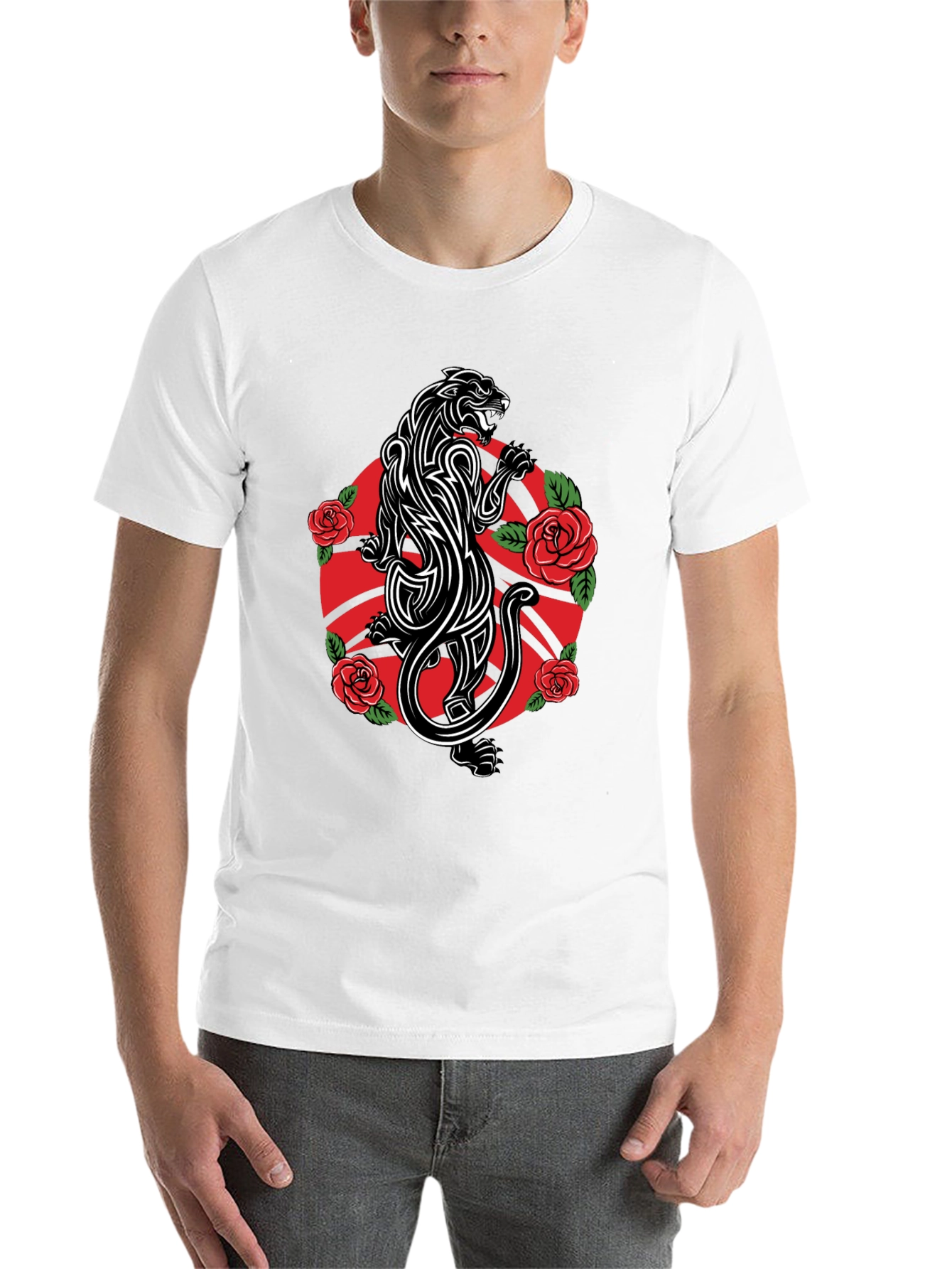 Black Panther & Roses Graphic Tee - Black view 14
