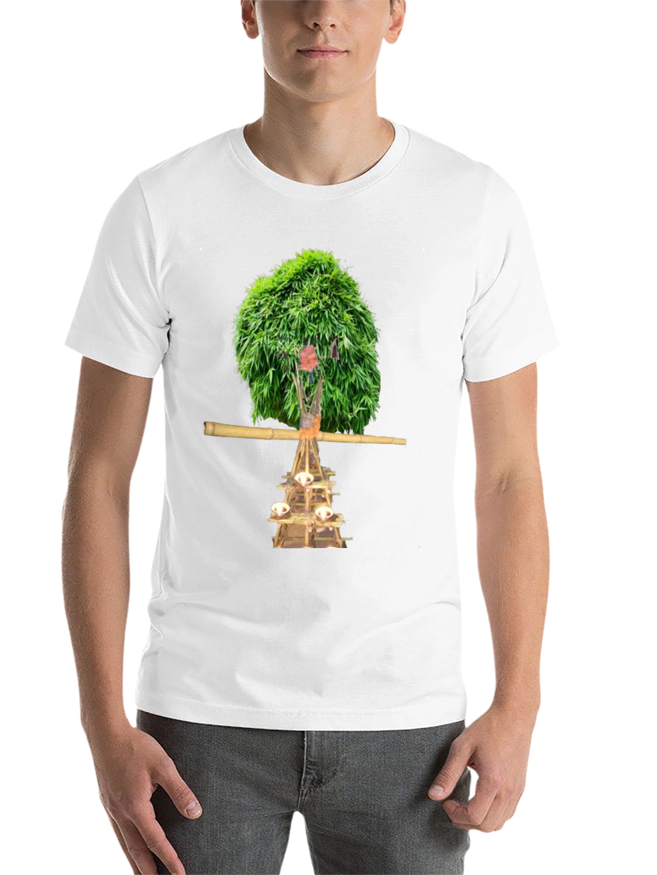 Black Unique T-Shirt with Nature-Inspired Graphic Print view 14