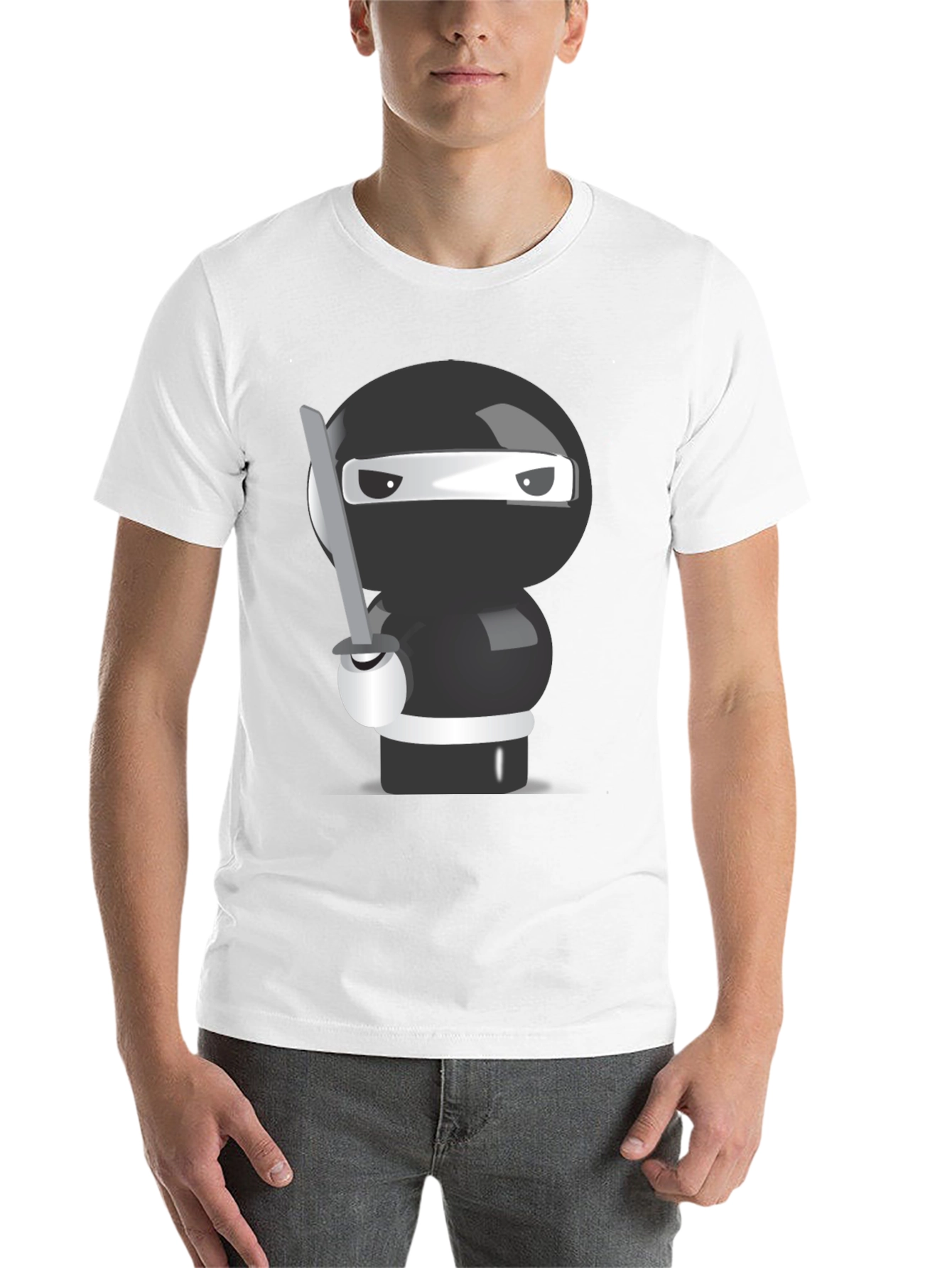 Black Ninja Cartoon Graphic T-Shirt view 14