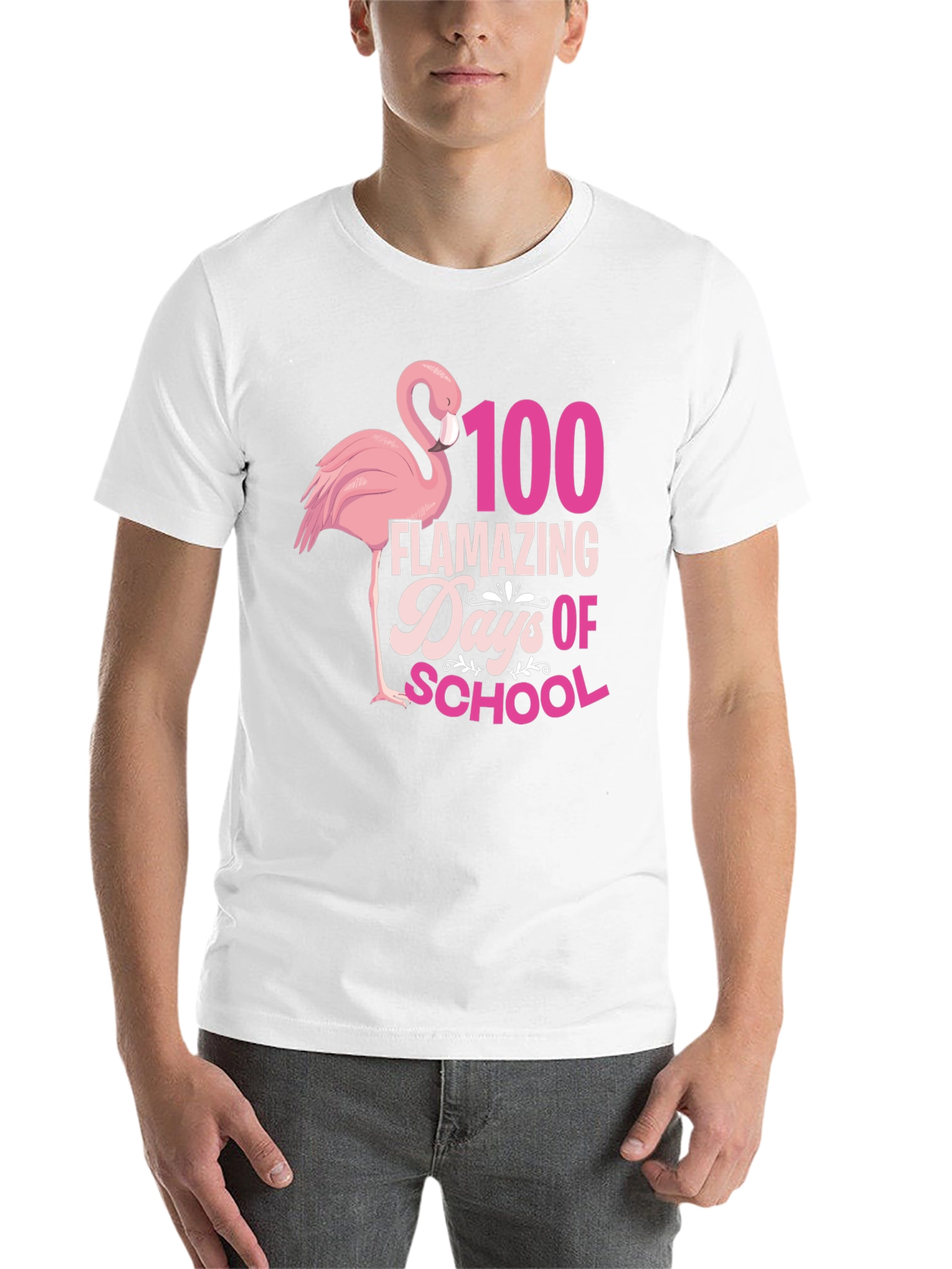 Black 100 Days of School Flamingo Tee view 14