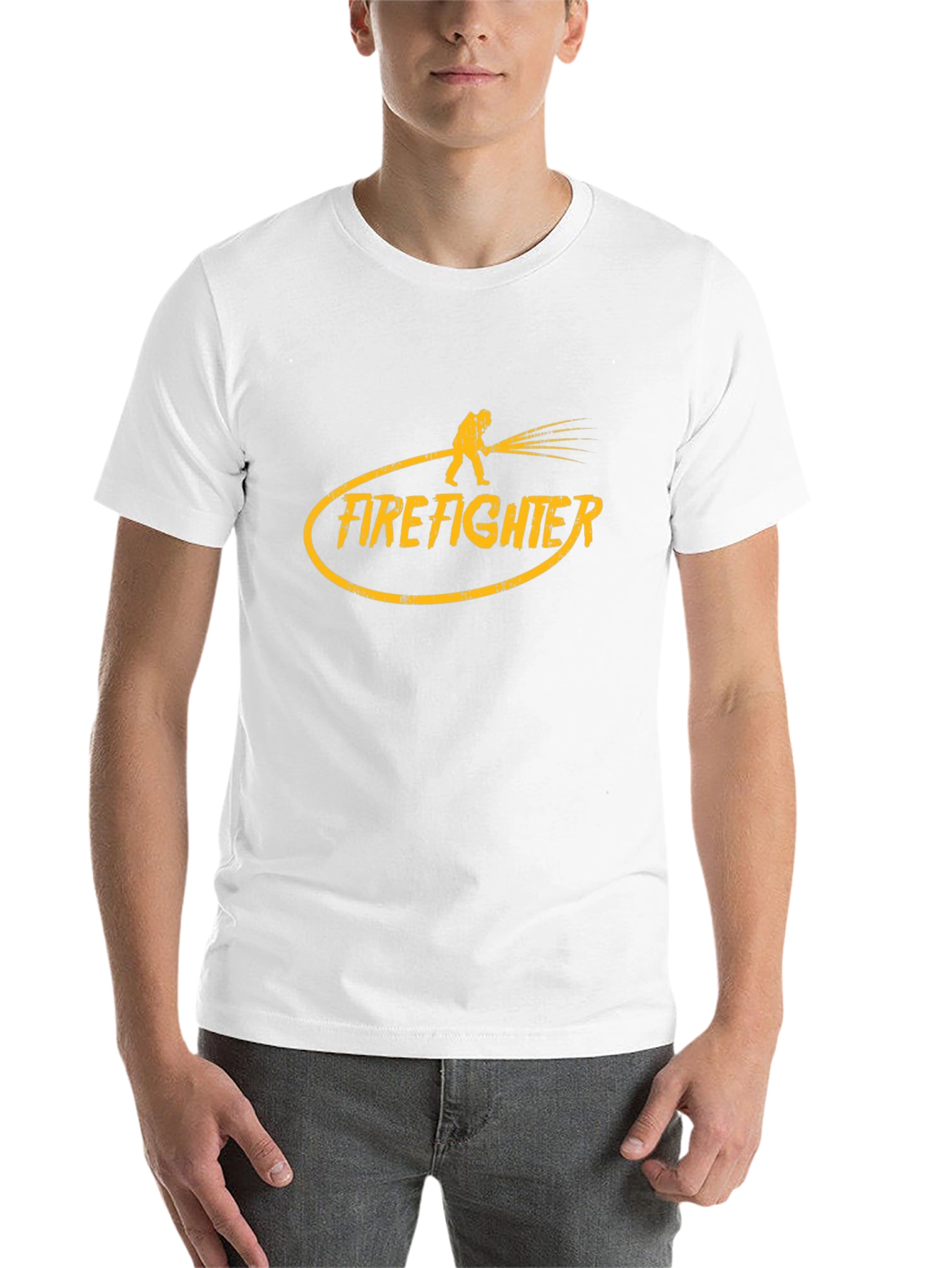 Firefighter Graphic T-Shirt - Black Cotton Tee - 14