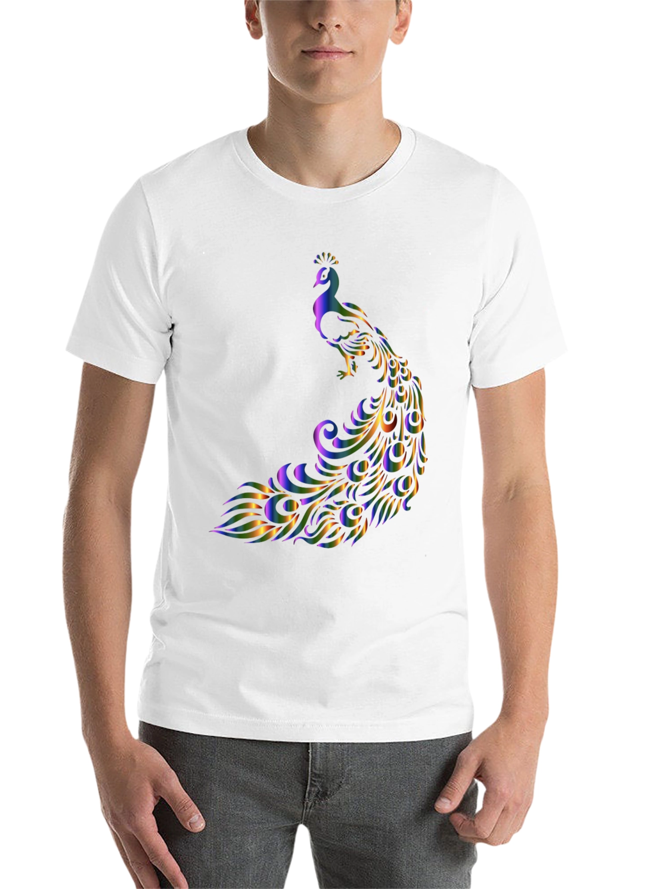 Black Peacock Graphic T-Shirt - Stylish and Eye-Catching Design view 14