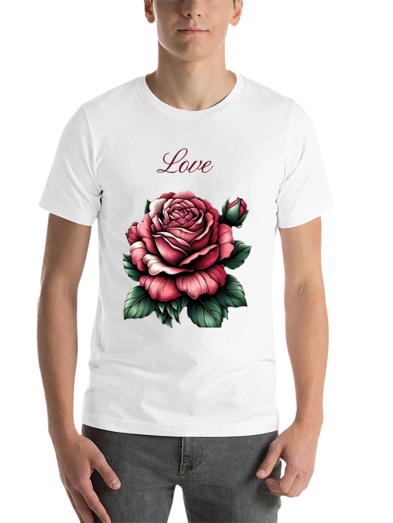 Love Rose Graphic Tee - Soft Cotton Blend - 14